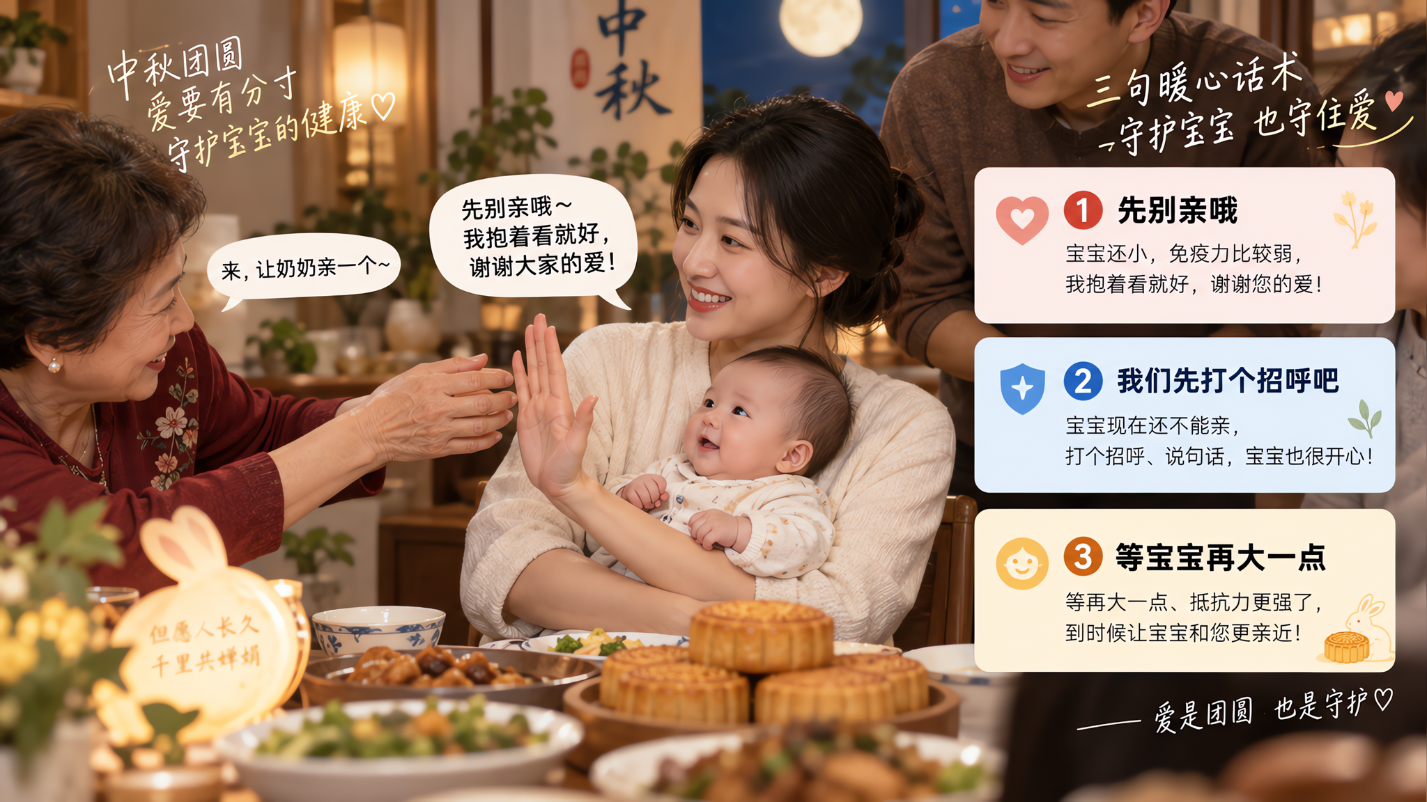 聚会抱娃亲脸太多？3句不尴尬拒绝话术+暴露后观察表