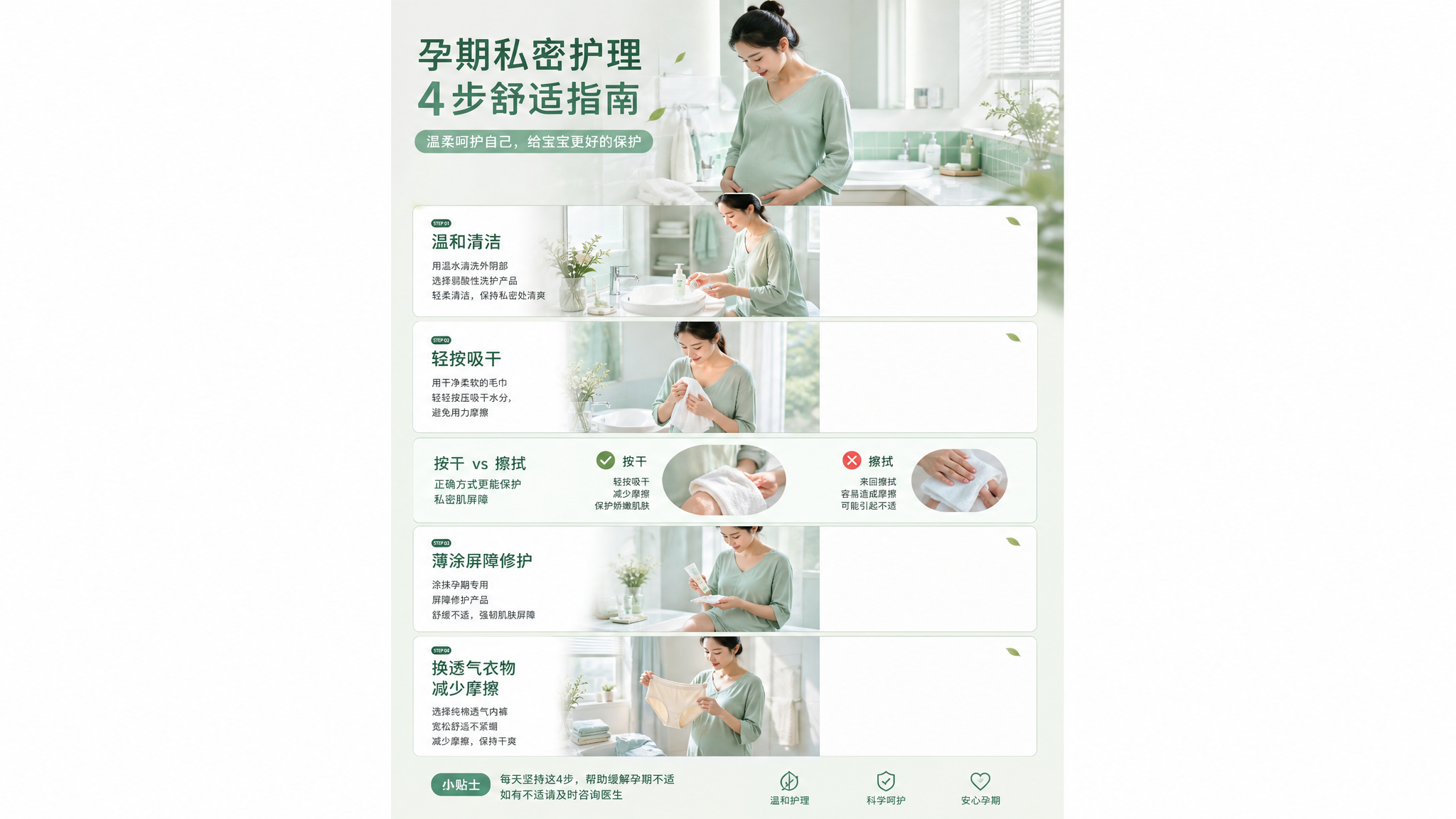 孕期外阴潮湿发痒刺痛？按这4步清爽护理