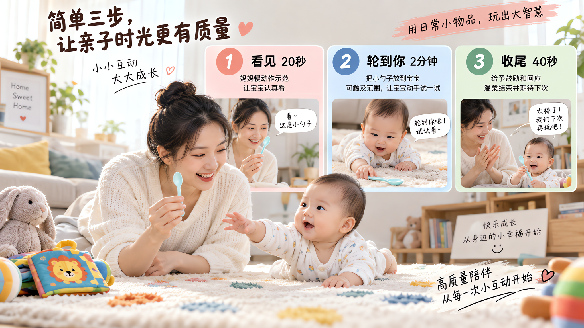 0-12个月在家早教别硬教：3分钟“轮次课”让宝宝更配合
