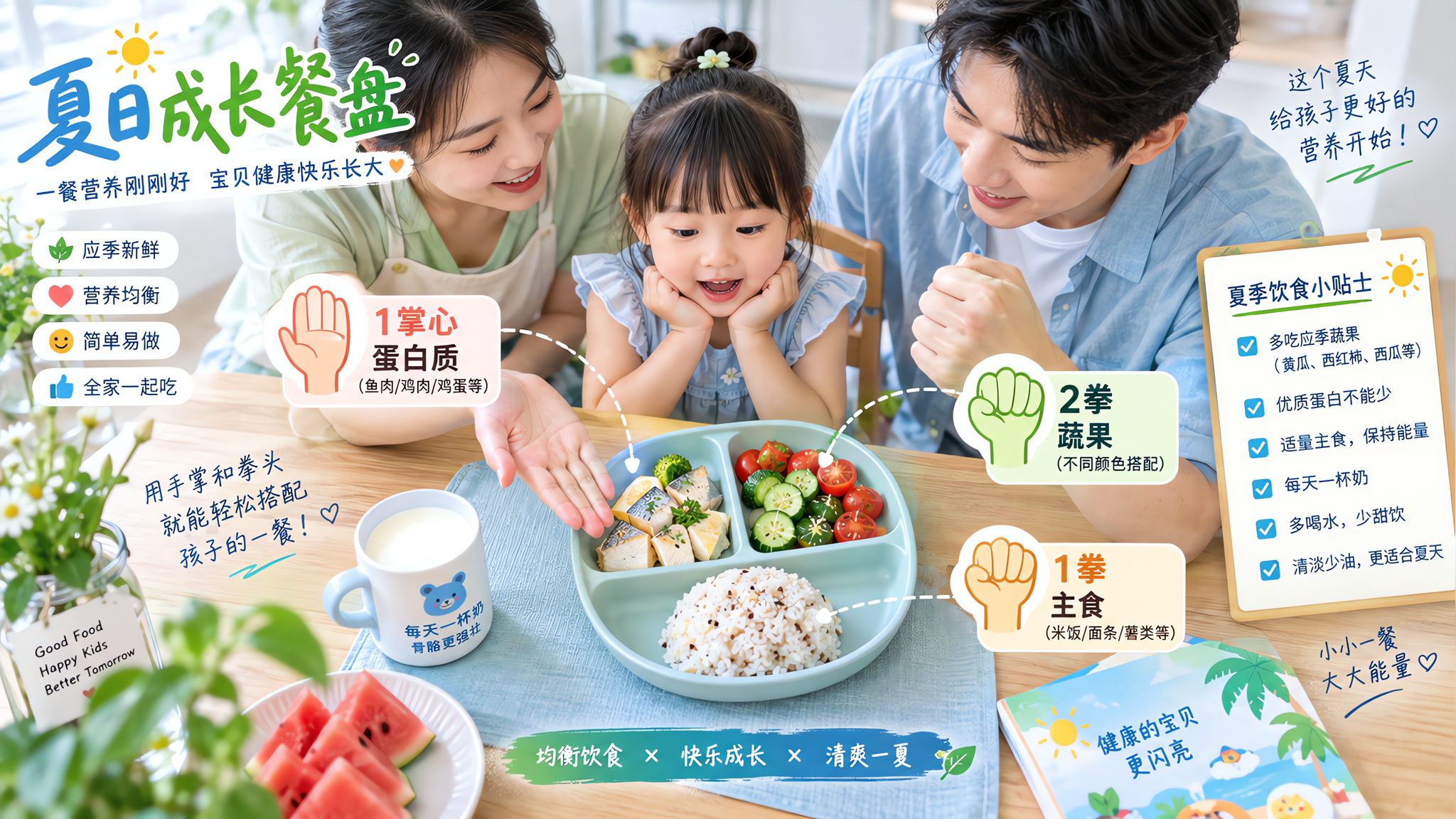 3-6岁夏天别乱补：照这张餐盘吃就够了