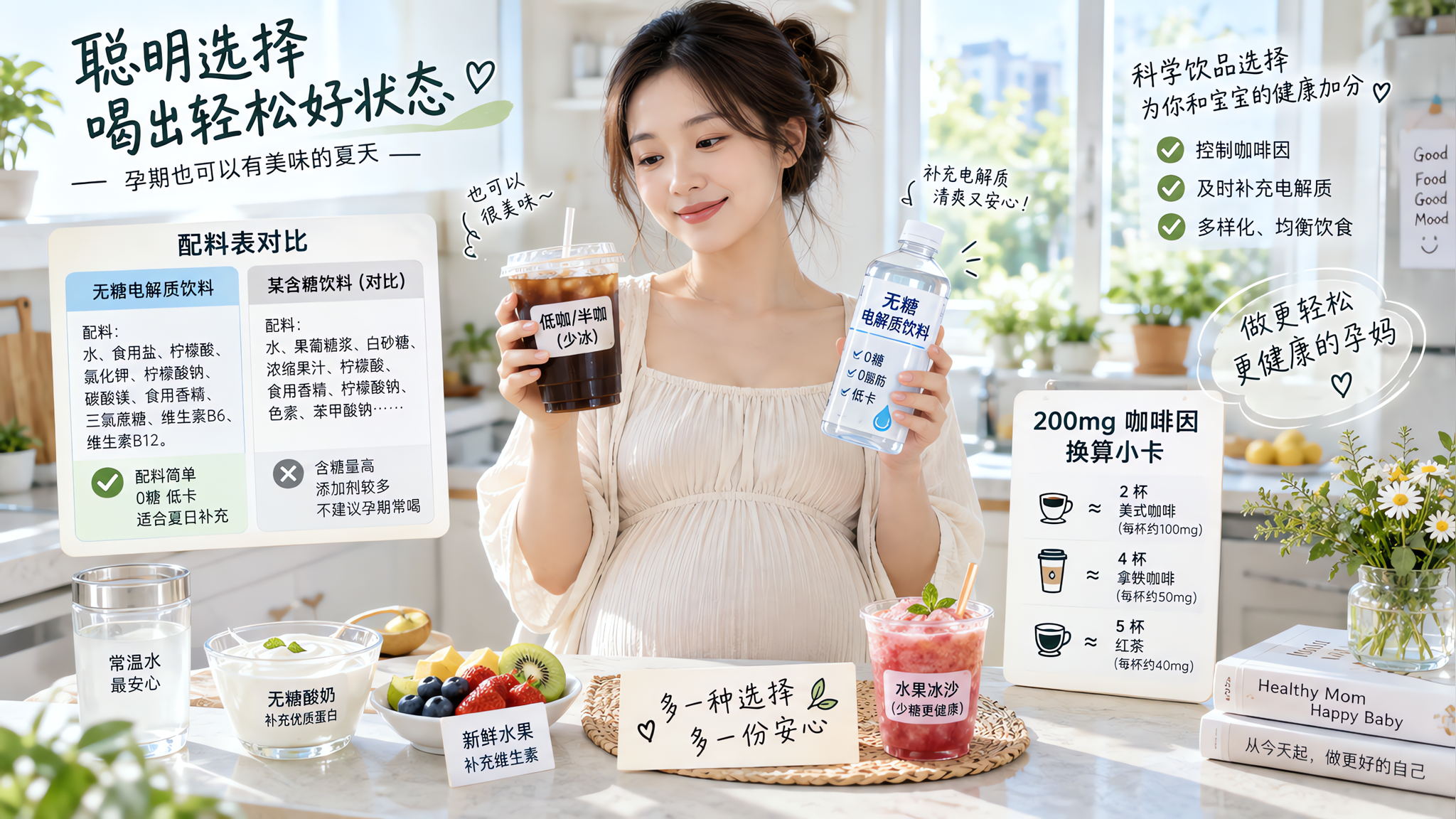 孕期饮品怎么选：咖啡因200mg线+冷饮代糖避雷
