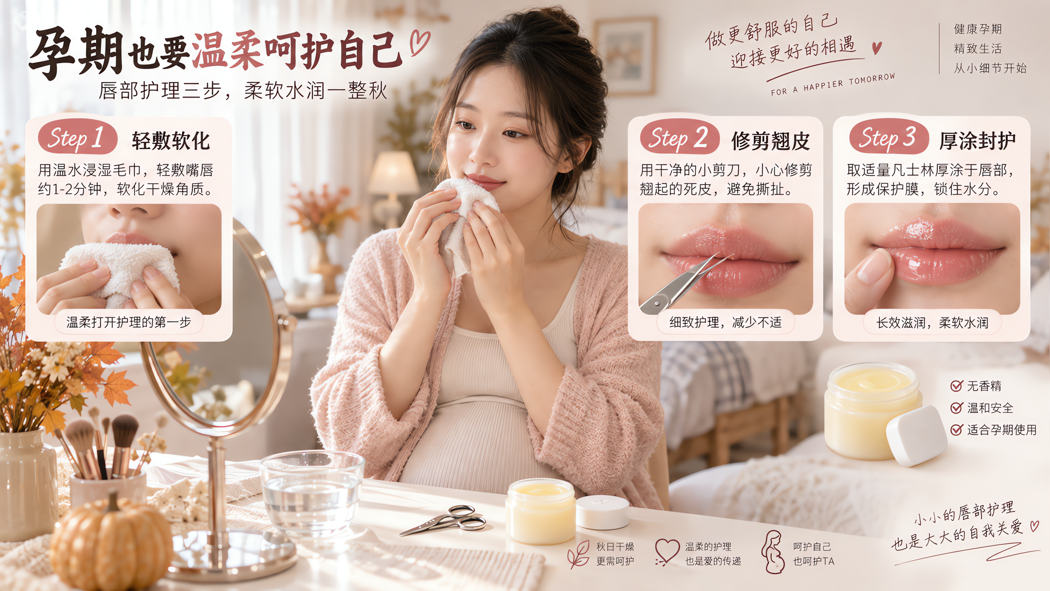 孕期嘴唇干裂口角疼：照这个SOP做别舔别撕