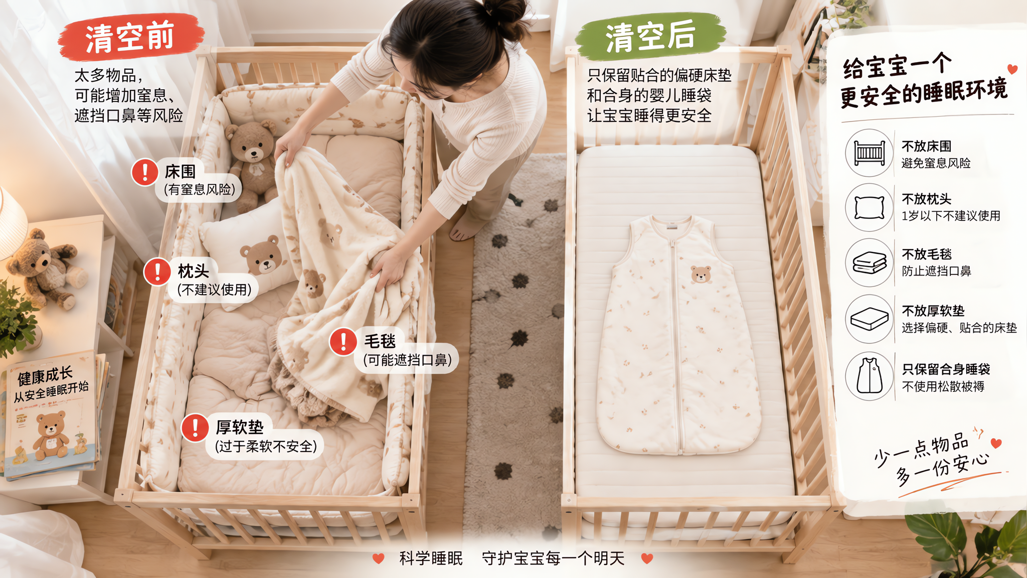 秋冬换季别急着加床围：宝宝小床越“空”越安全