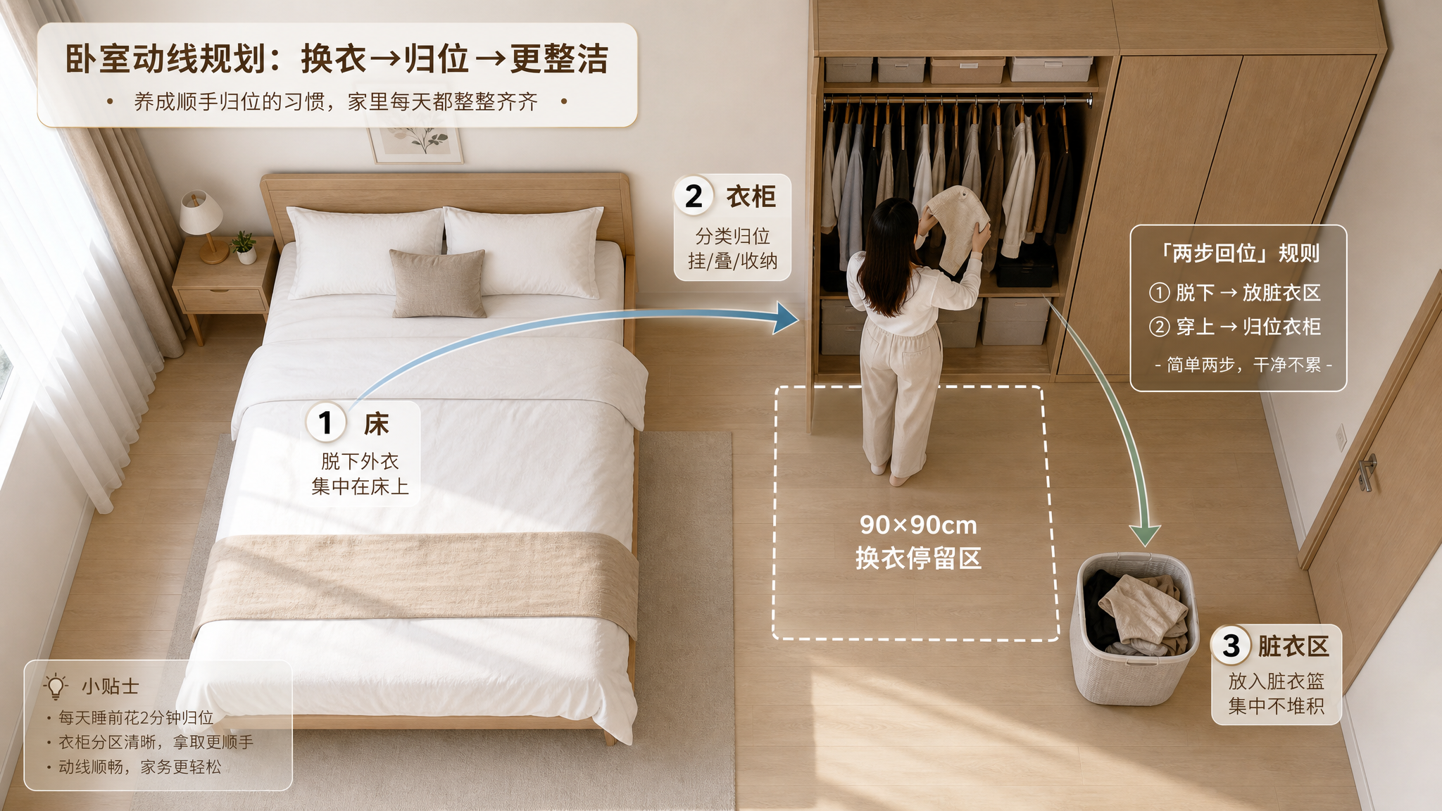 卧室总返乱？先加一个90×90换衣停留区