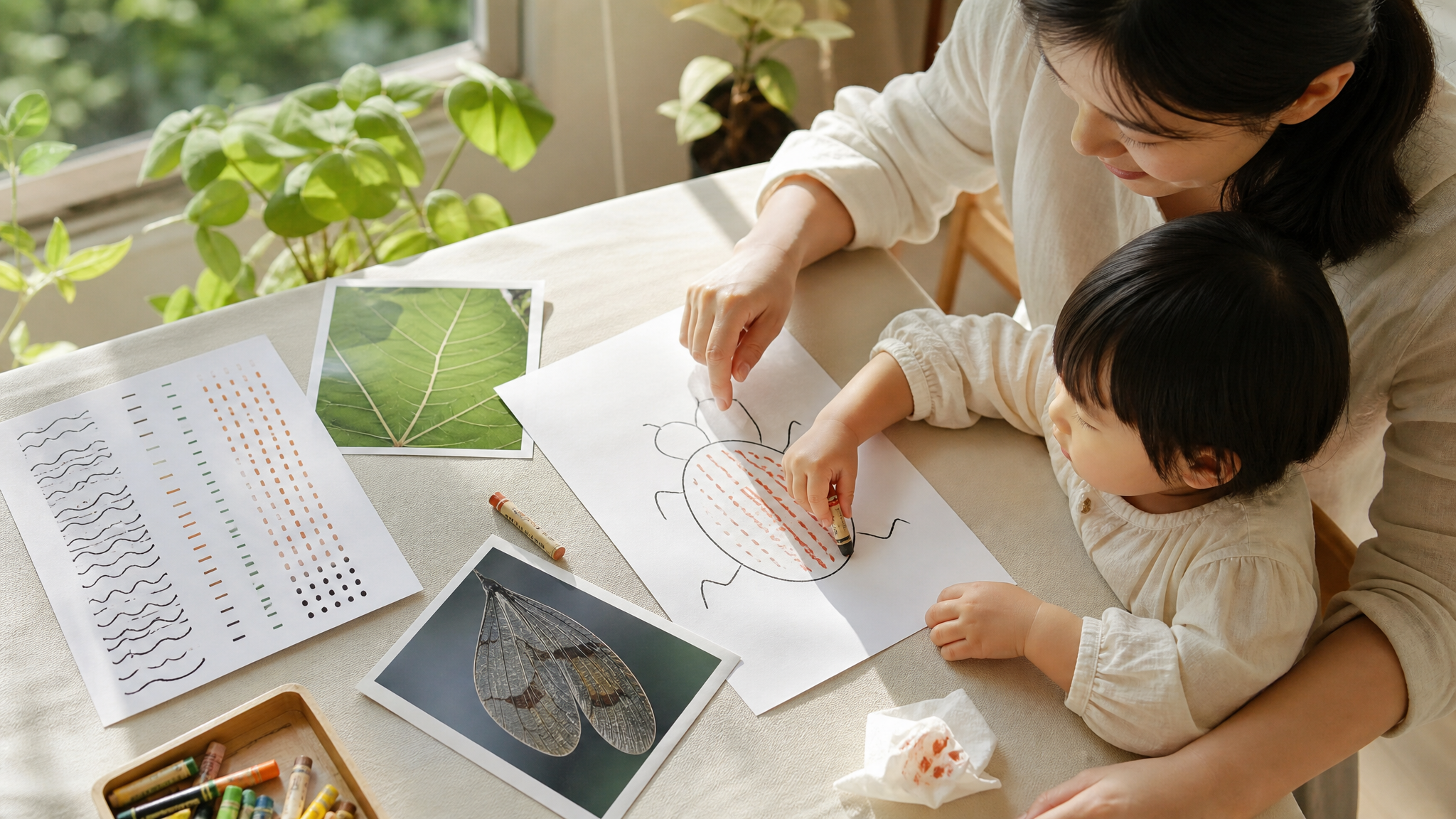 孩子一画画就说“不会”？试试6月昆虫纹理涂鸦法