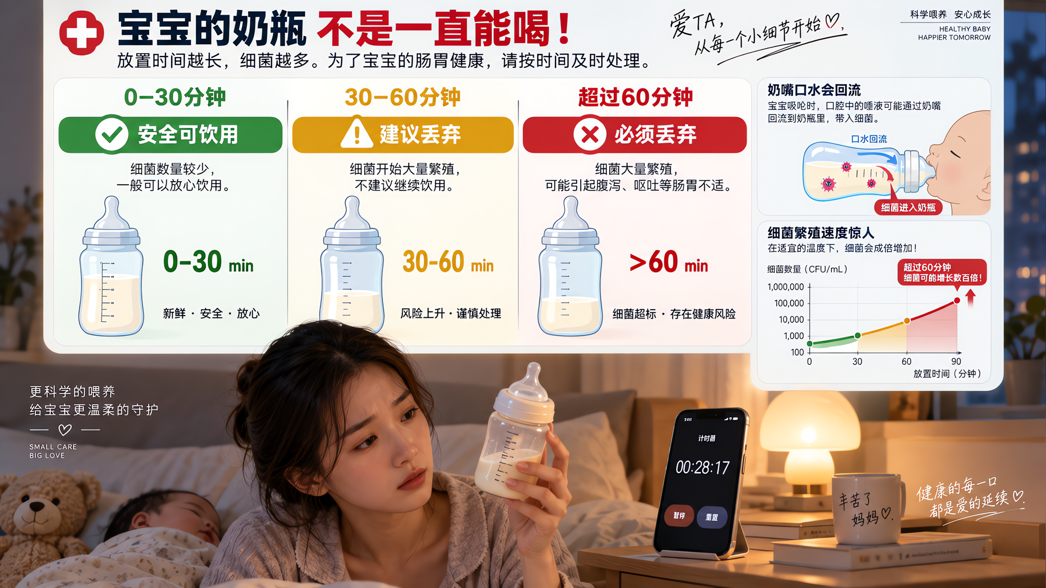 夜奶剩奶别硬省：喝过1小时就该倒