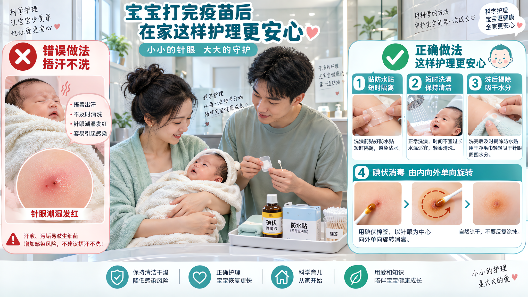 新生儿打疫苗后针眼红肿渗液？24小时护理SOP