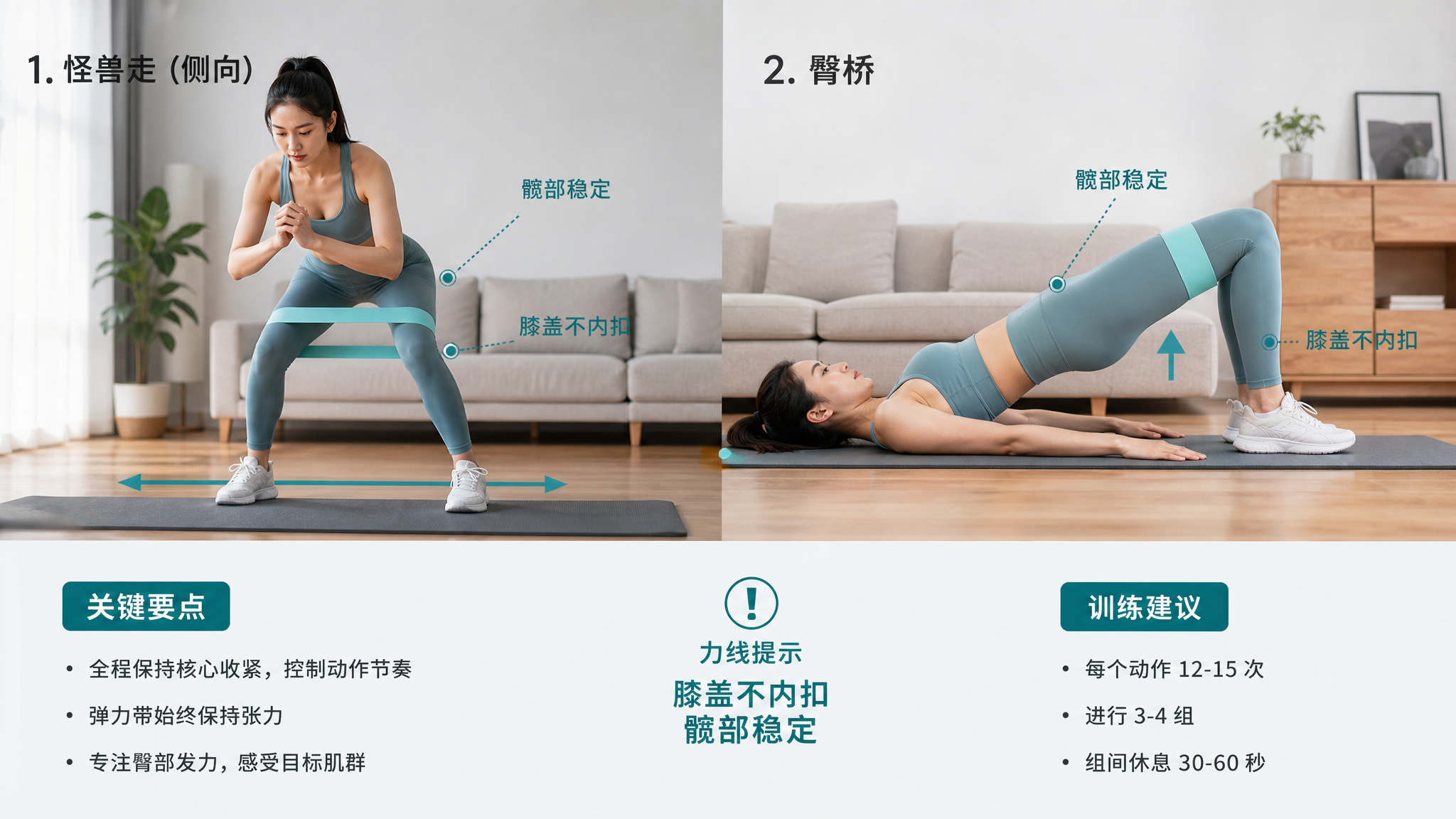 腿练粗却不翘？先补臀中肌，这套每周2次提臀课更显腿长
