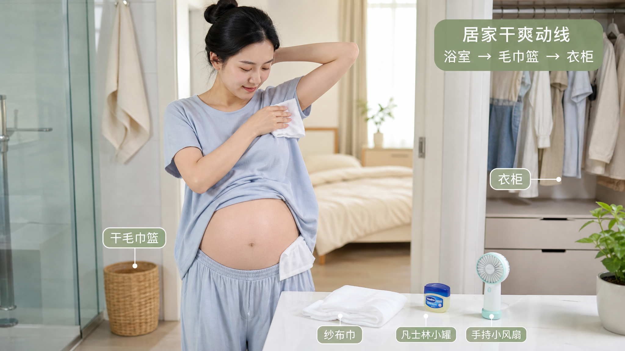 小暑闷汗难睡：孕晚期3步干爽防闷疹