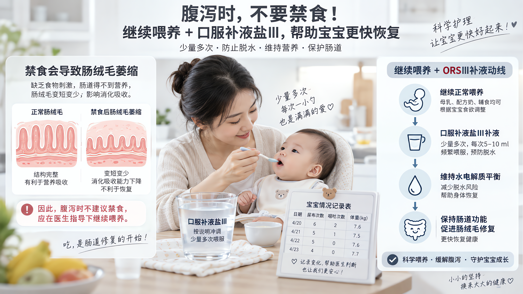 宝宝上吐下泻别先停奶：ORSⅢ补液+继续喂养更安全