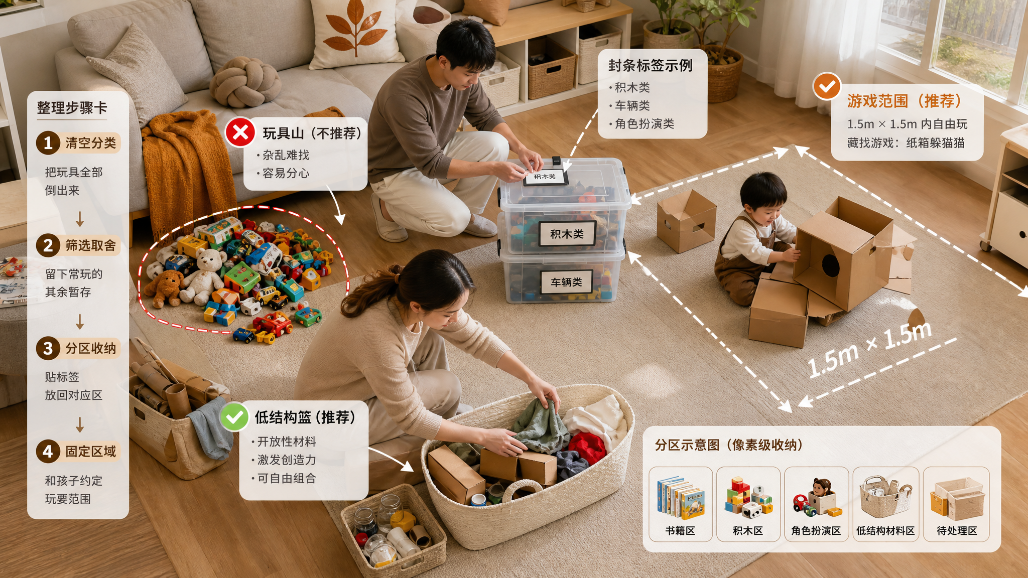 玩具越多越无聊？用纸箱做三阶轮换