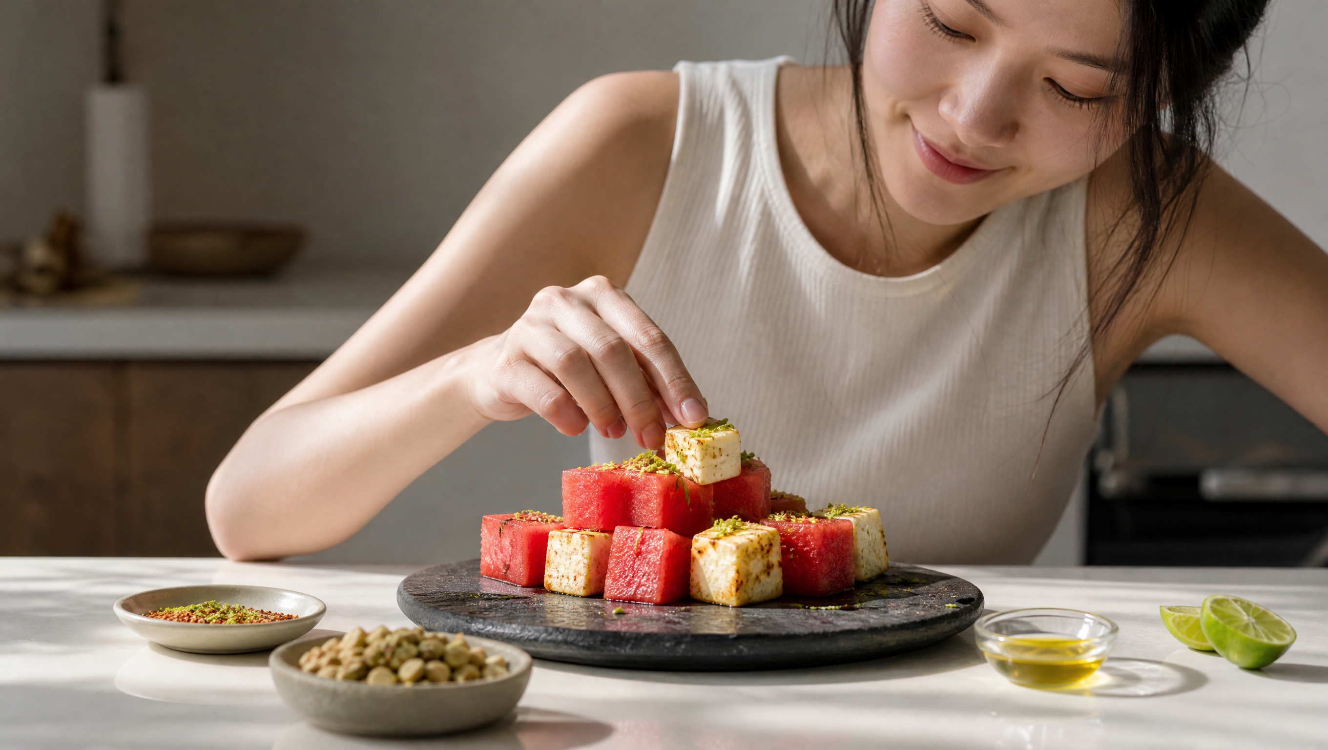 西瓜别再越吃越水了：5:3:1做出咸香浓缩口感盘