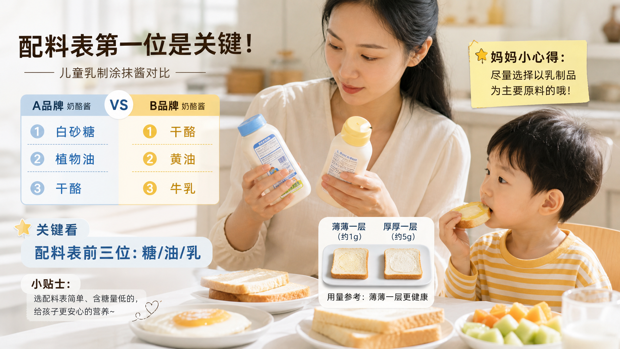 抹面包的“酸奶抹酱”到底是奶还是糖？4步看懂配料表