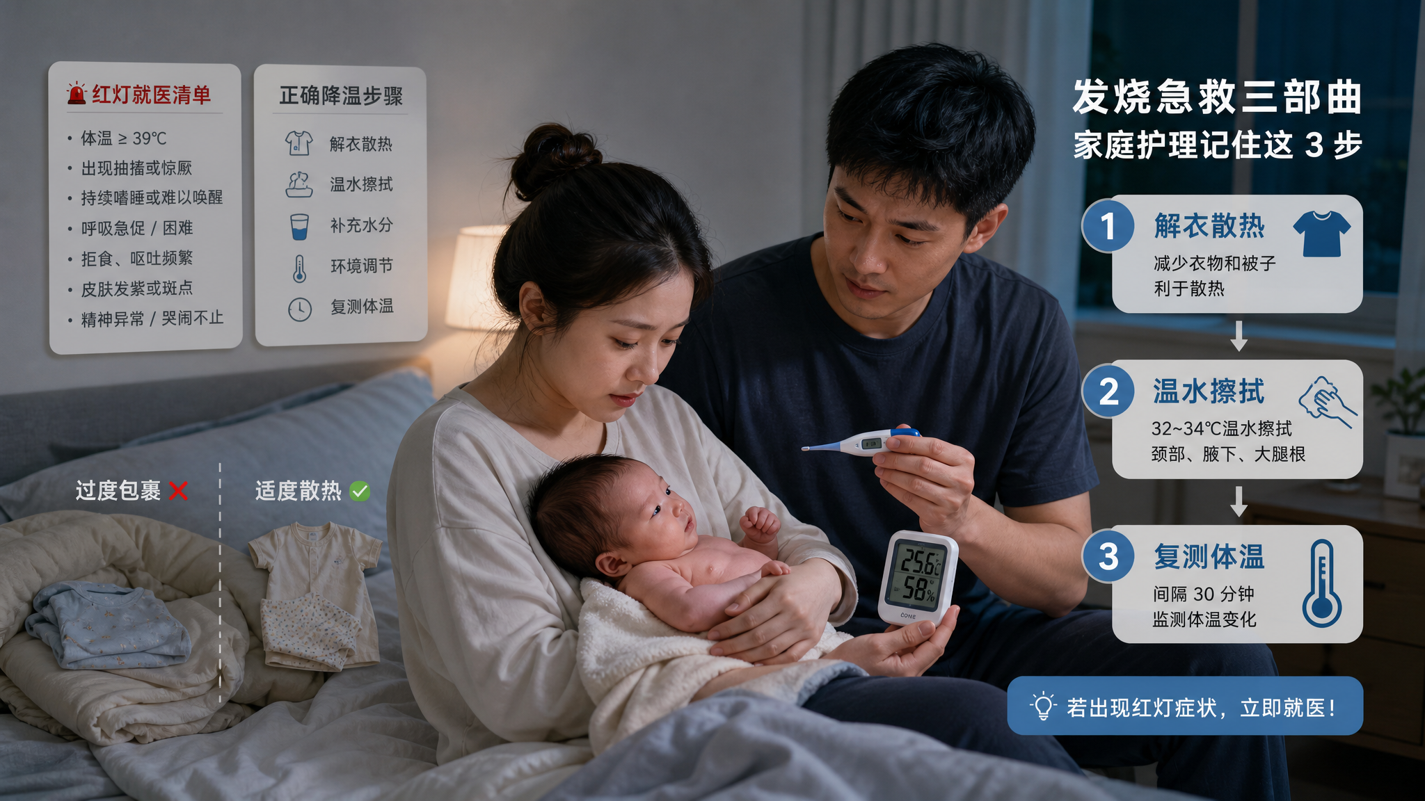 新手爸妈必看：夏天别给新生儿捂汗退烧