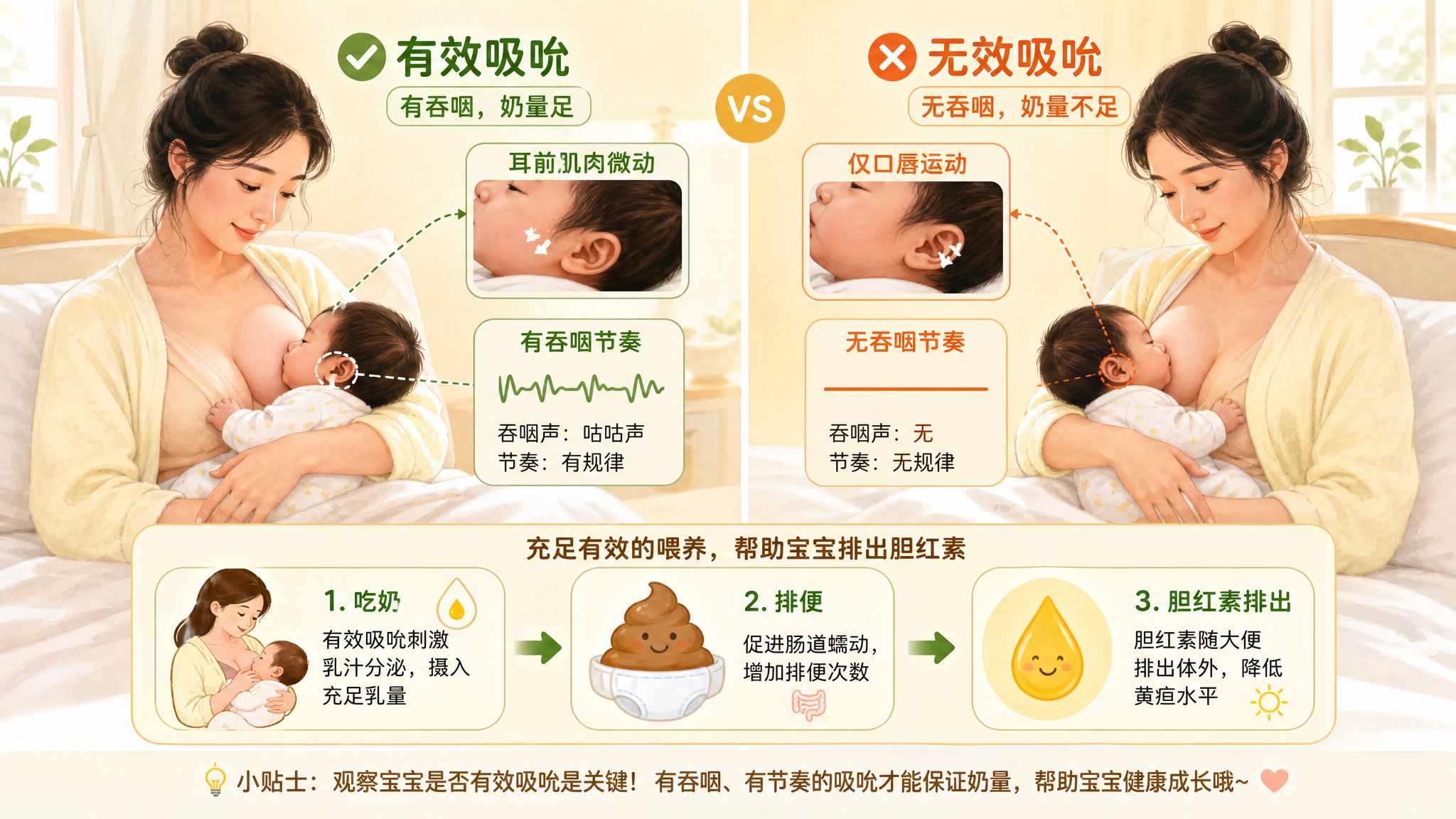 黄疸宝宝越黄越睡越吃不动？关键在哺乳效率