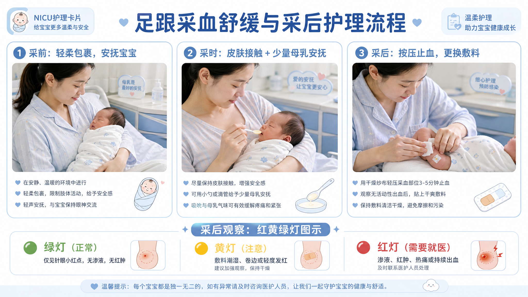 足跟血采完贴片总湿卷边？3步舒缓+护理