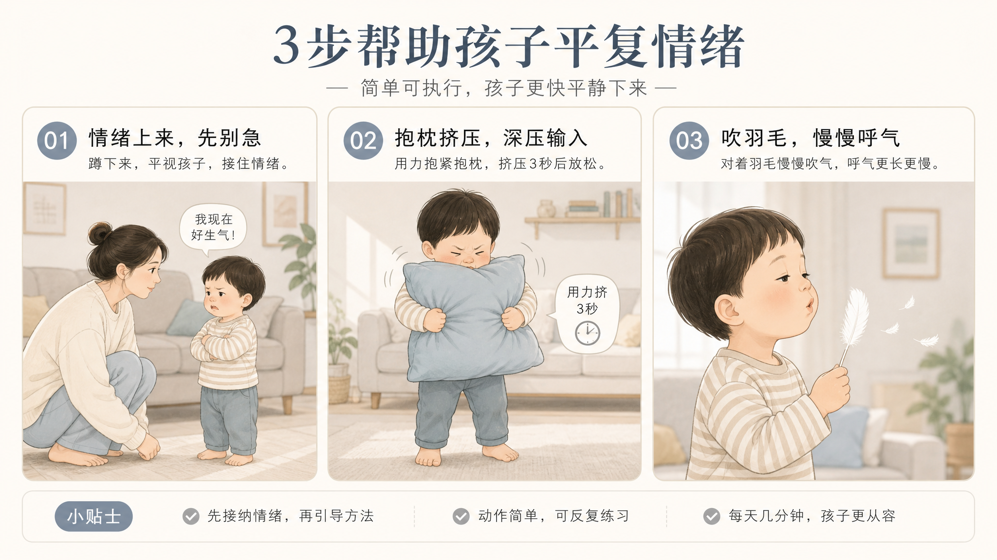 孩子一烦就尖叫？先别讲道理，2个动作让情绪降下来