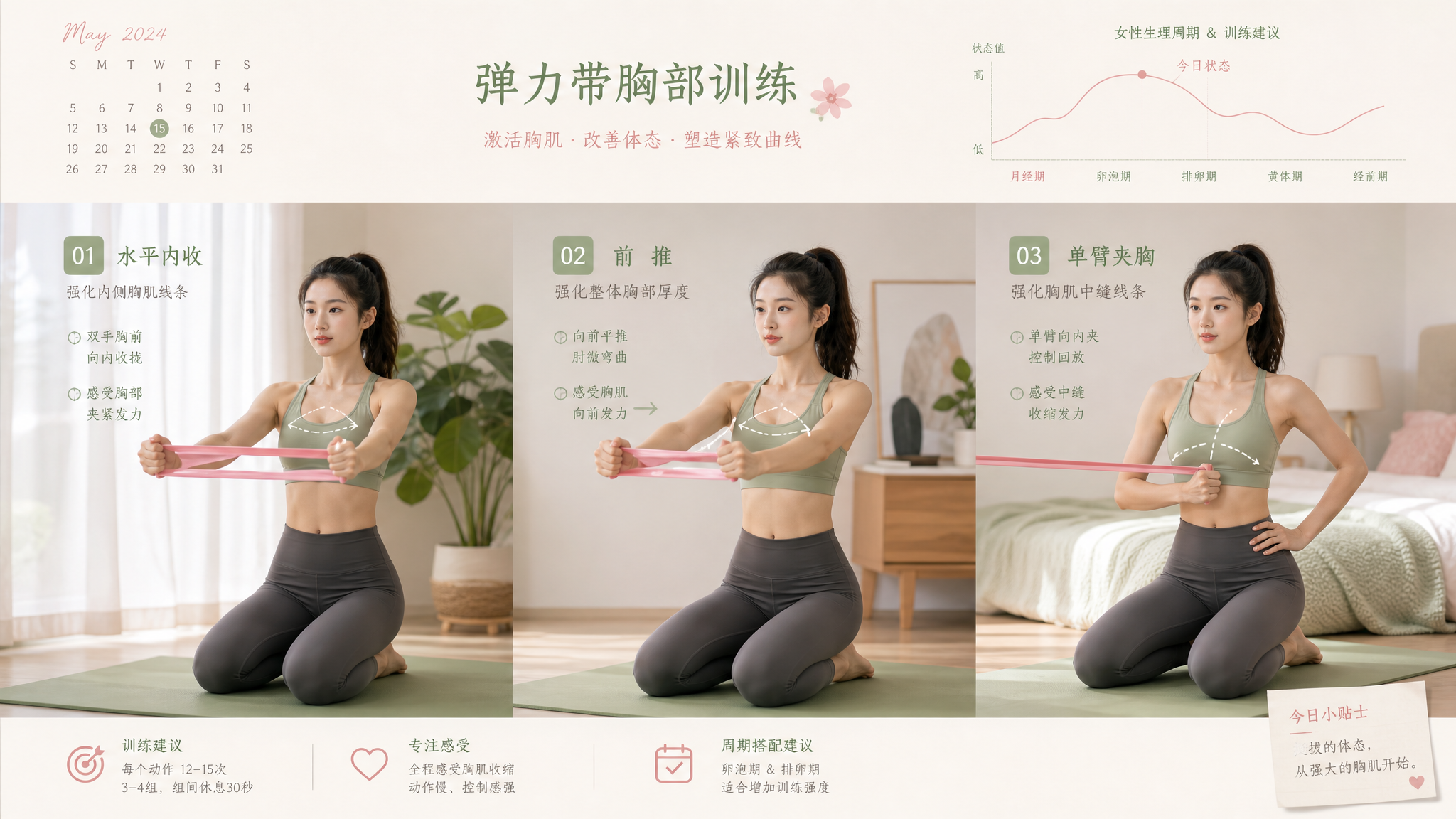 经后第3-10天练胸更舒服？弹力带3动作安排