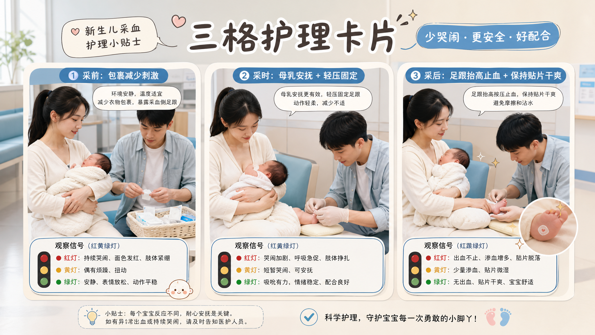 足跟采血别硬按：3步减痛+出汗贴片护理