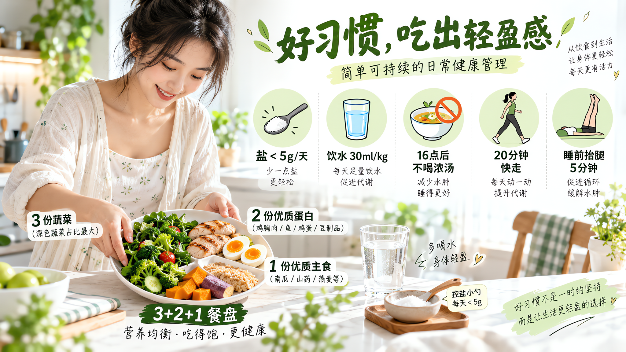 国庆后涨的3斤多半是水肿 7天温和消肿法