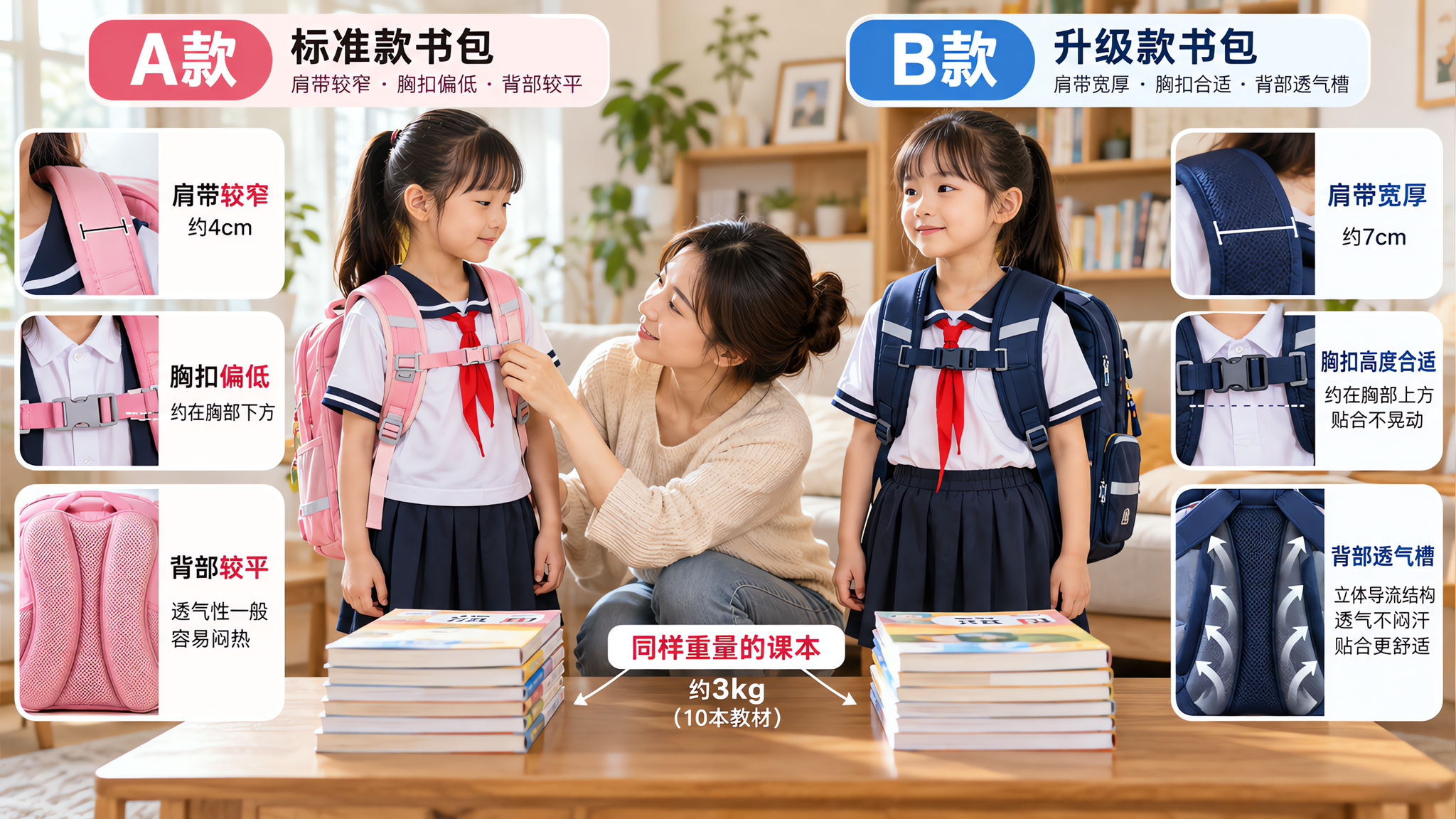 护脊书包越贵越好？孩子喊勒热磨脖子的真原因