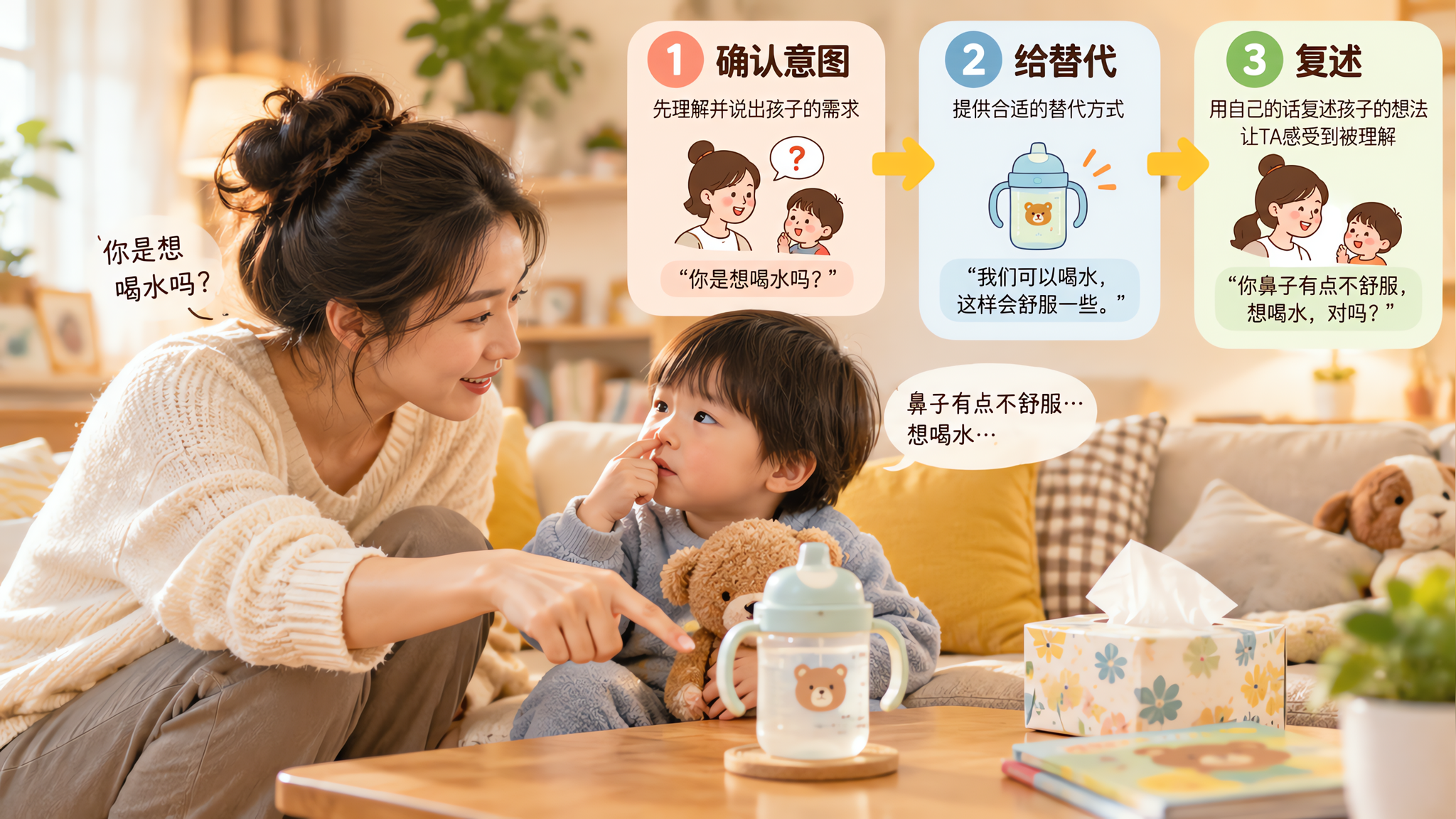 孩子生病说话含糊别逼重说：3句接话+就医红线