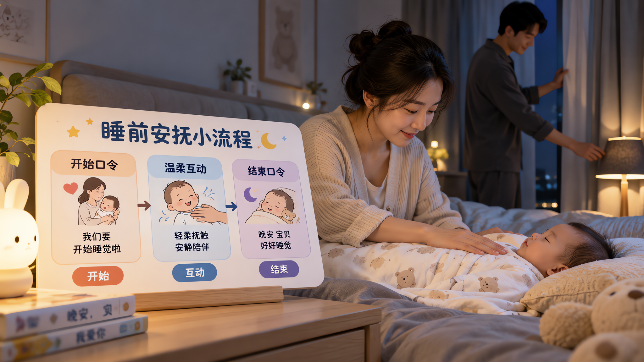 复工太累别硬撑睡前早教：一句开始一句结束就够