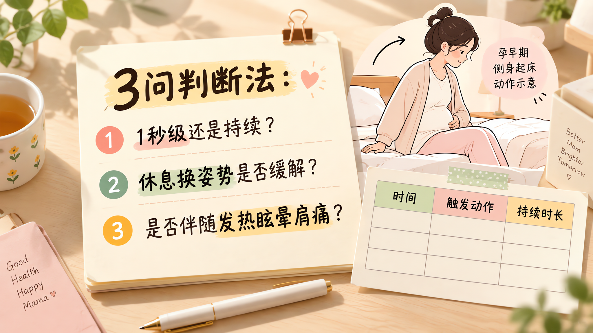 早孕下腹突然牵拉别先吓哭：3问判断+就医停止信号