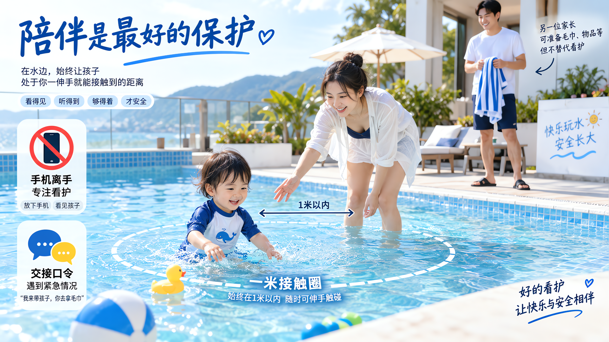 别等“扑通一声”：幼儿溺水常是无声的，一米接触才算看护