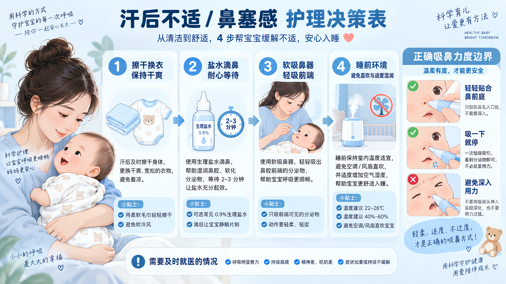 立秋温差期宝宝晨起像鼻塞？先别急着捂，按这张护理表做