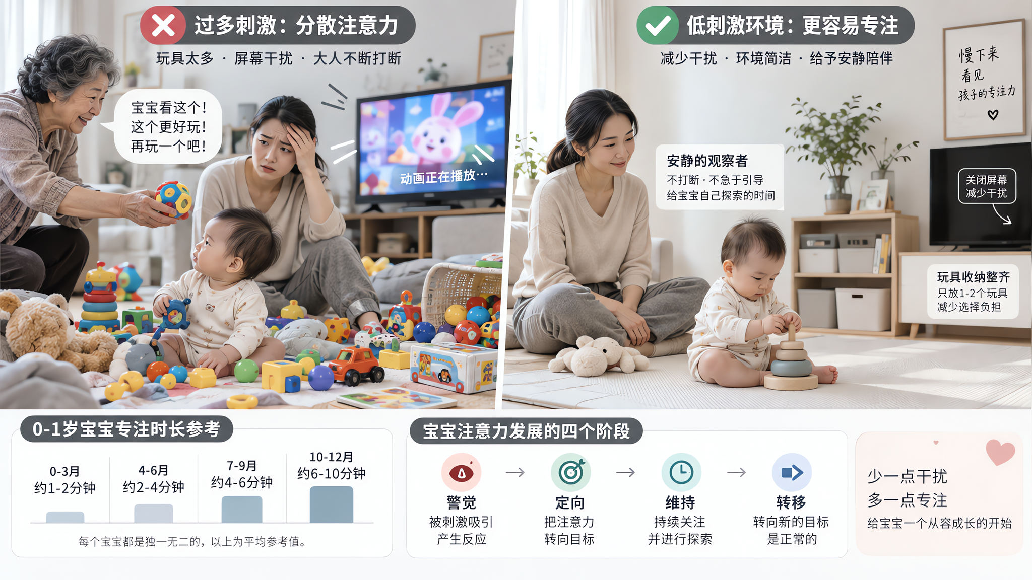 0-1岁坐不住不是多动：专注力正常时长表+不打断15分钟