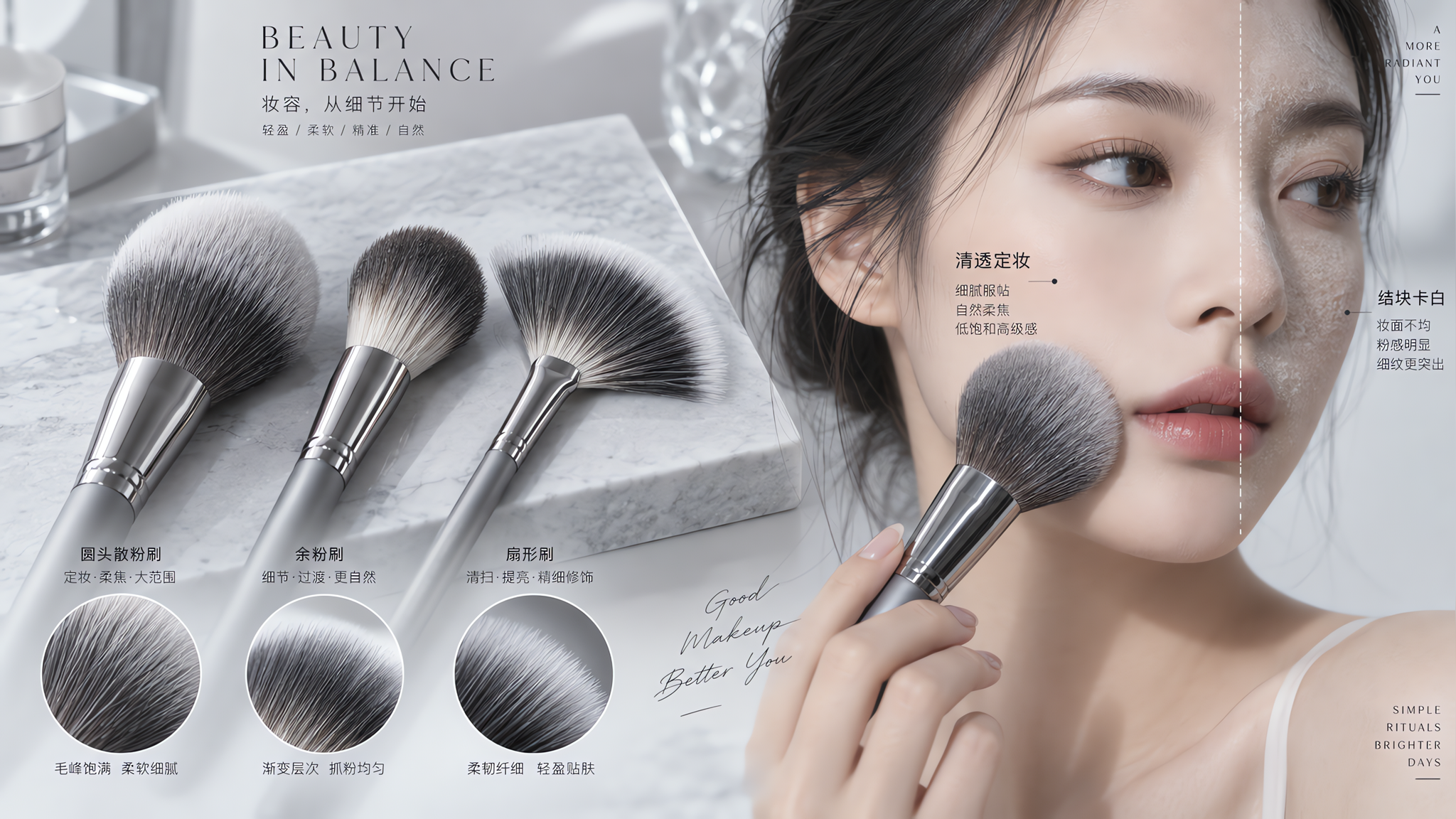 定妆总结块？散粉刷/余粉刷/扇形刷差在这5点