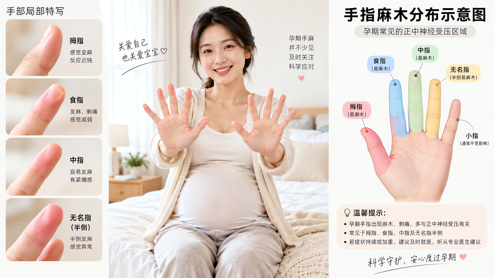 孕期手麻到半夜醒？多半是腕管在求救：3个温和动作缓解