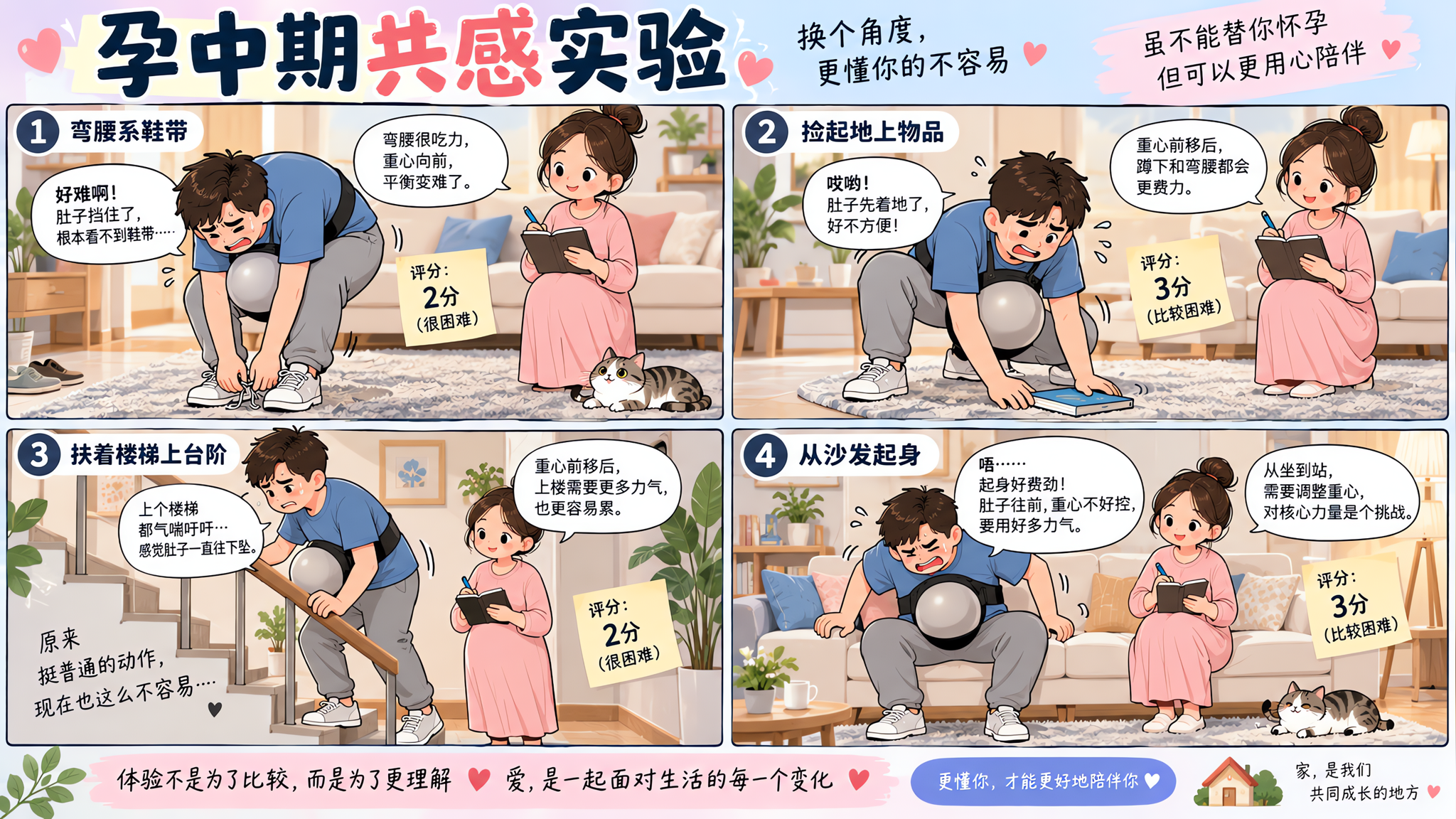 孕中期看着不累？让他绑5kg球做4个动作就懂了
