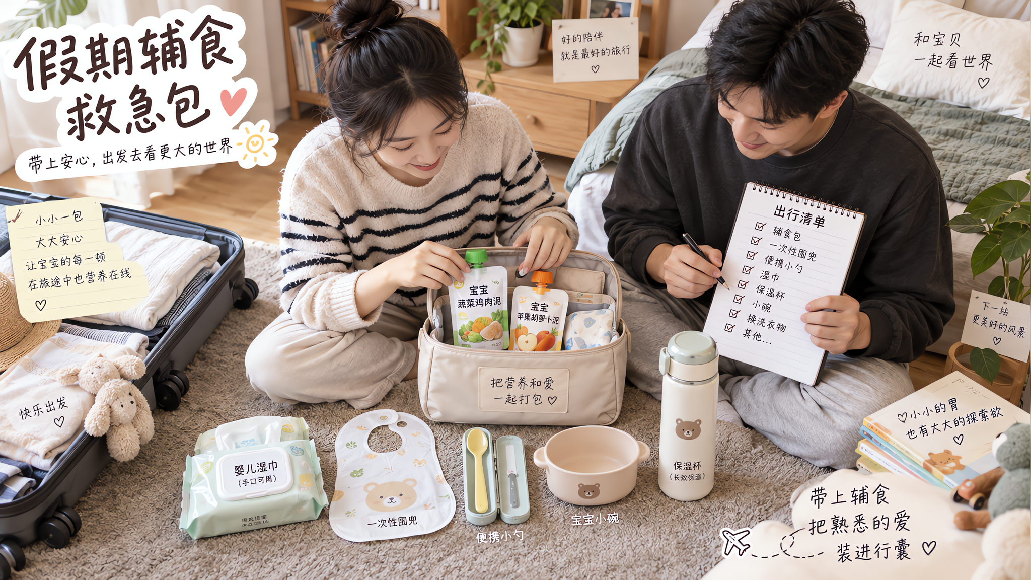 国庆带7-12个月宝宝出门：成品辅食这样搭，省事还稳