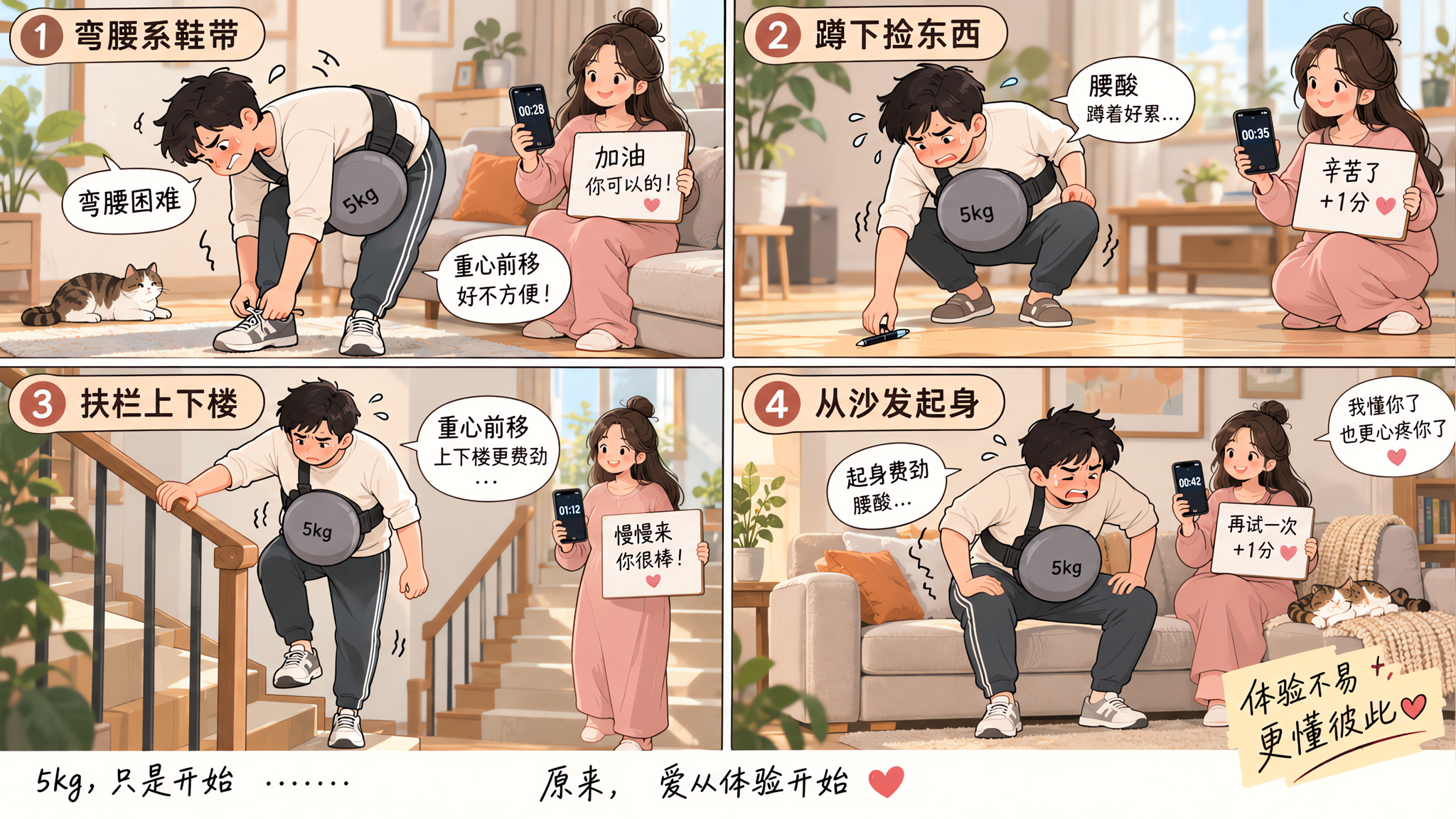 孕中期不是“舒服了”：让他10分钟体验你的累