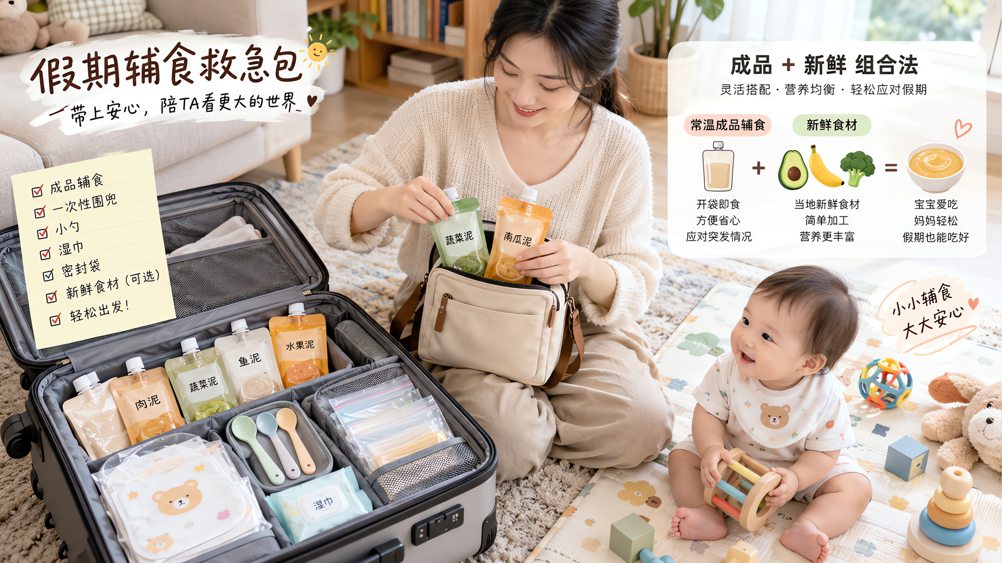 国庆带娃赶场别硬扛：7-12个月用“成品+新鲜”轻松喂