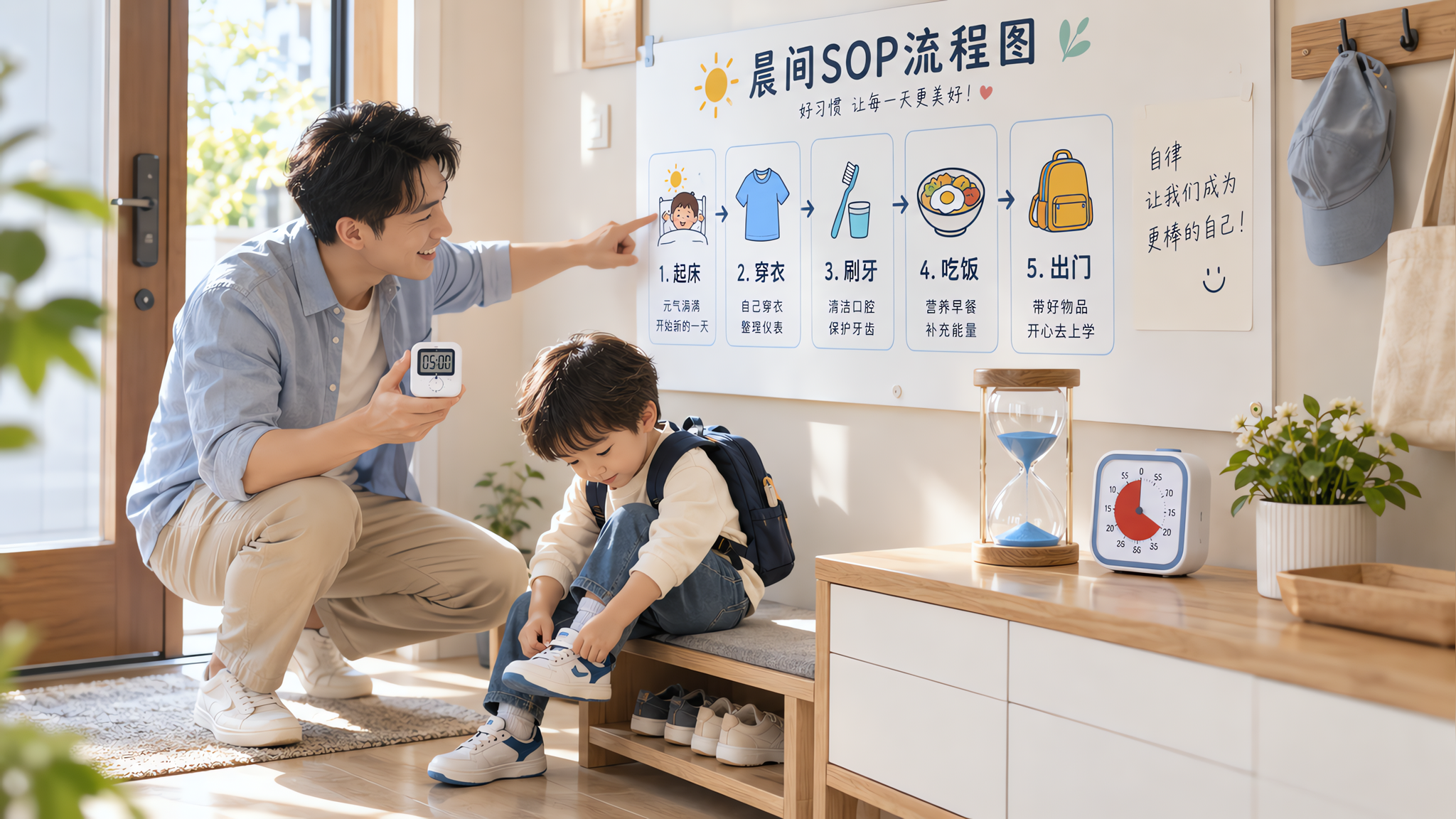 早上别再喊快点：沙漏+晨间SOP，磨蹭娃也能准时出门