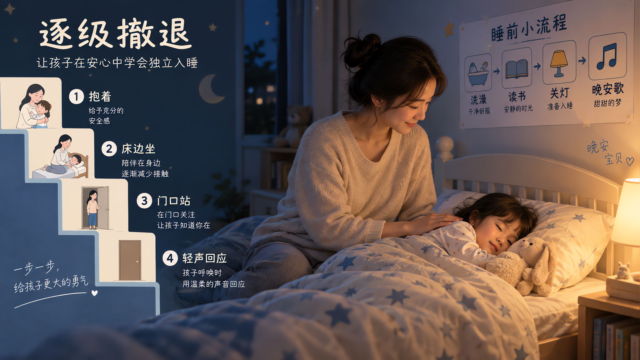 抱睡不是惯坏：3步让孩子睡前更有安全感