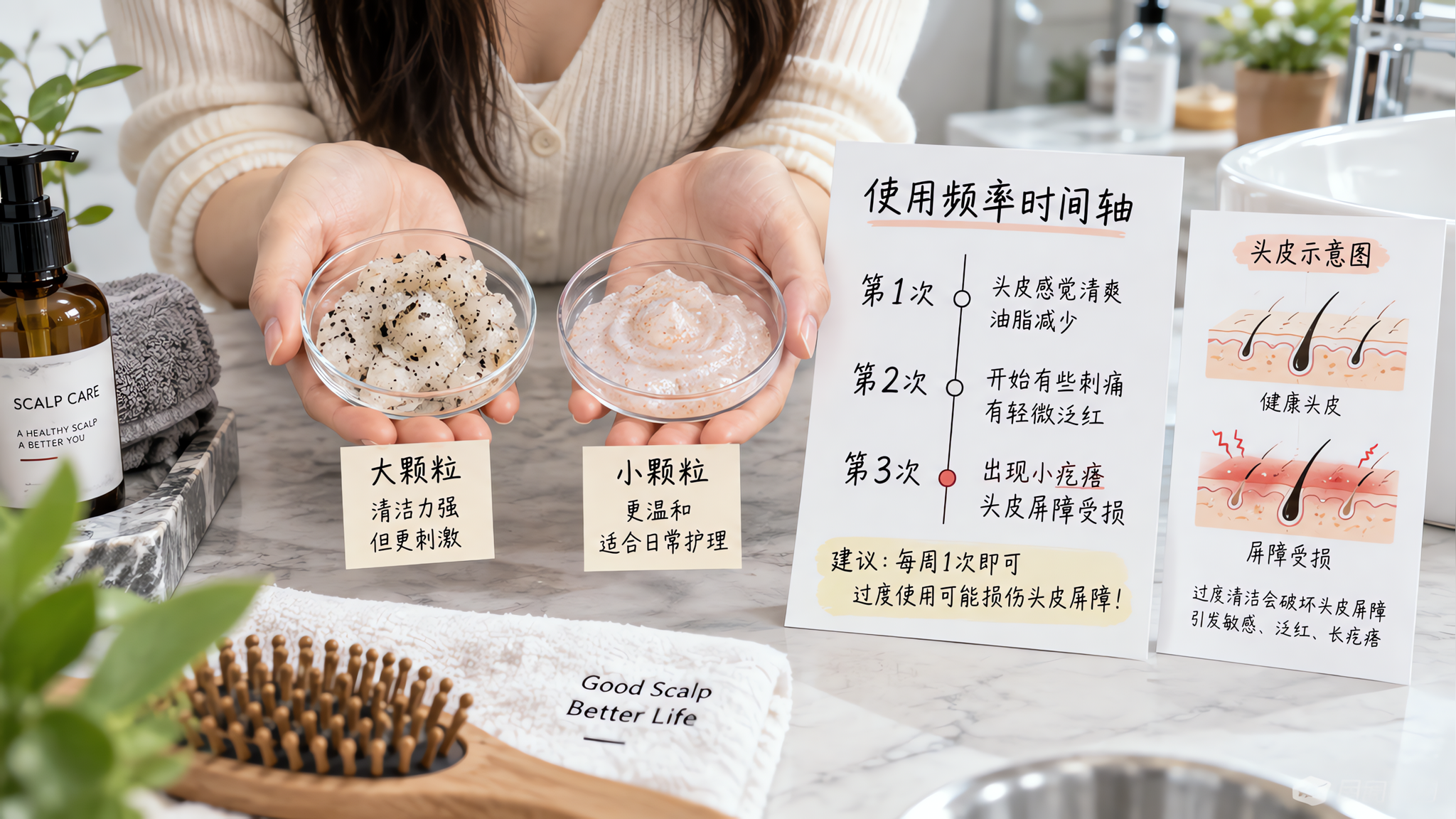 头皮磨砂膏让我刺痛发热起疙瘩：这3类人别碰