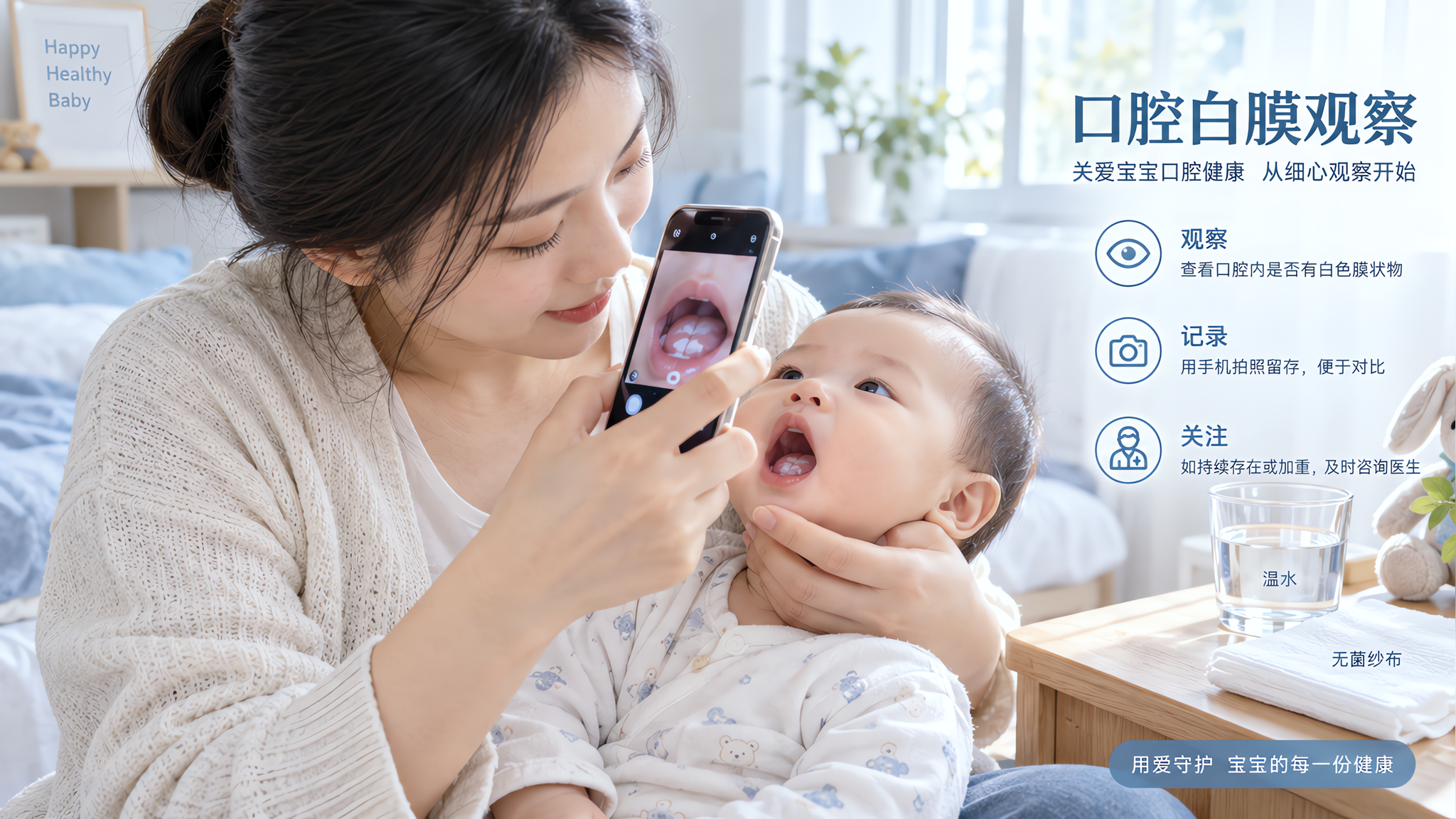 宝宝口腔白膜别硬擦：3步分清奶垢还是鹅口疮