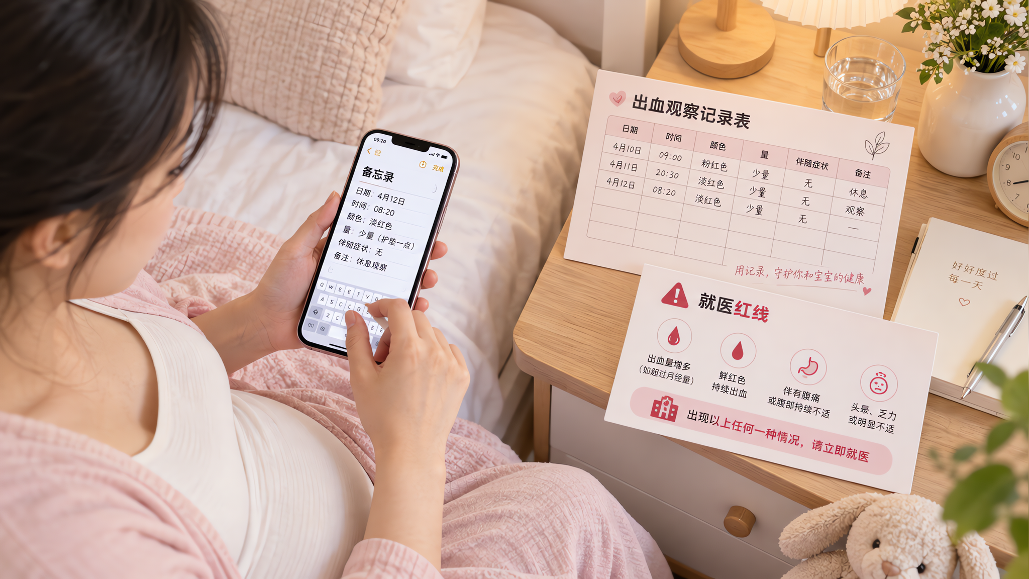 孕早期见红别先崩溃：4项记录法和就医红线