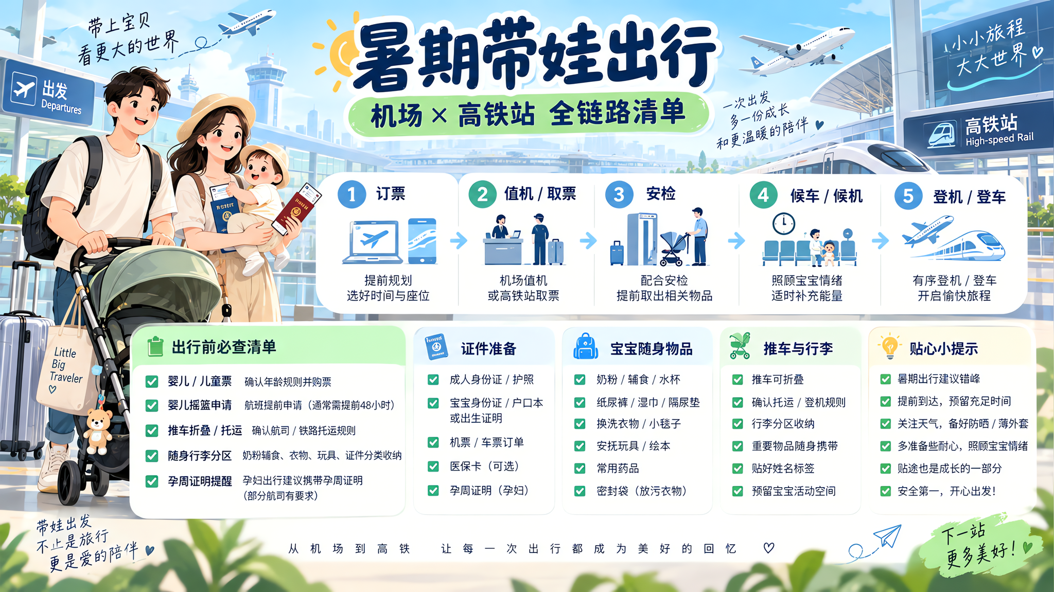 带娃坐飞机/高铁别赌运气：一张全链路清单