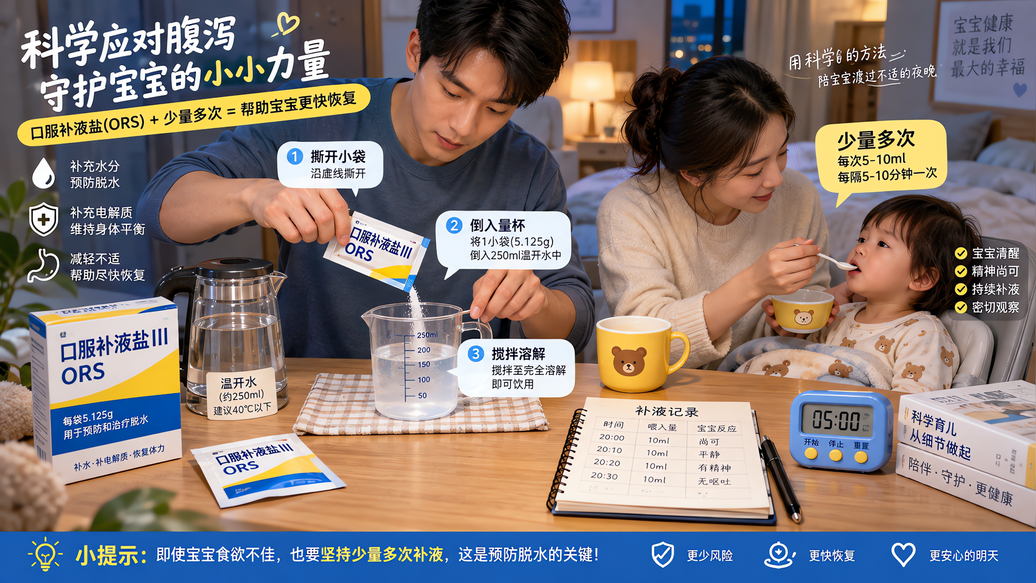 娃一吐一拉别急着止泻：补液才是关键