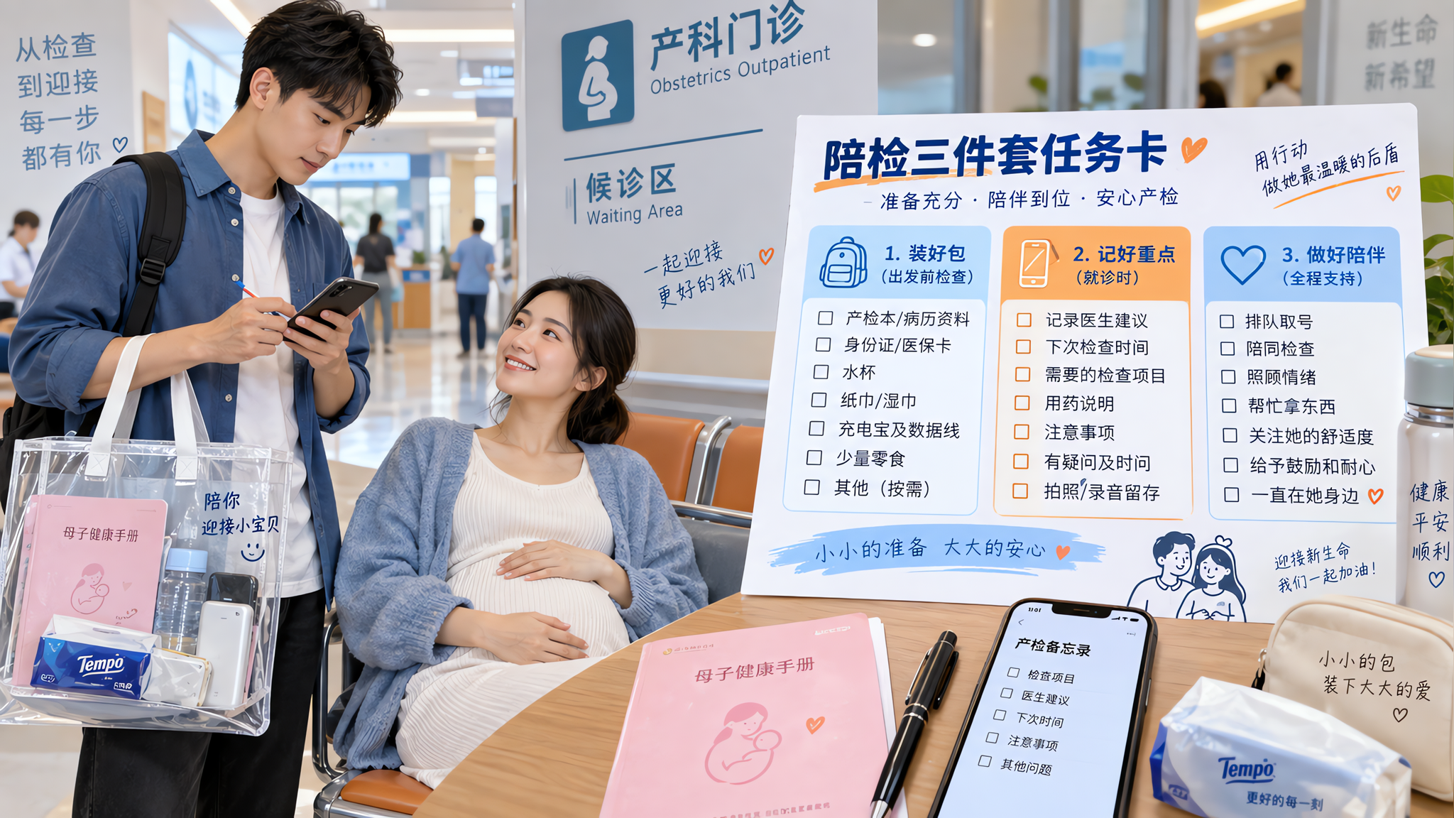 准爸爸陪产检别只站旁边：三件套任务卡照着做
