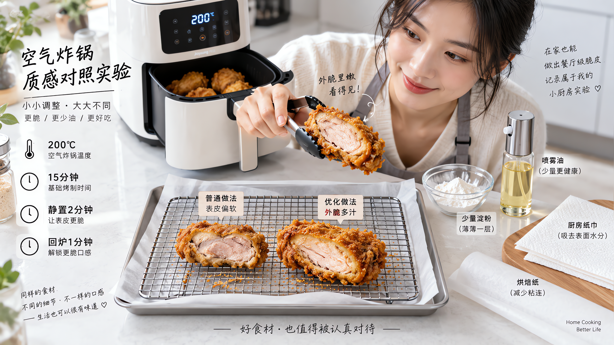 空气炸锅别再炸成硬壳：三段含水率说明书