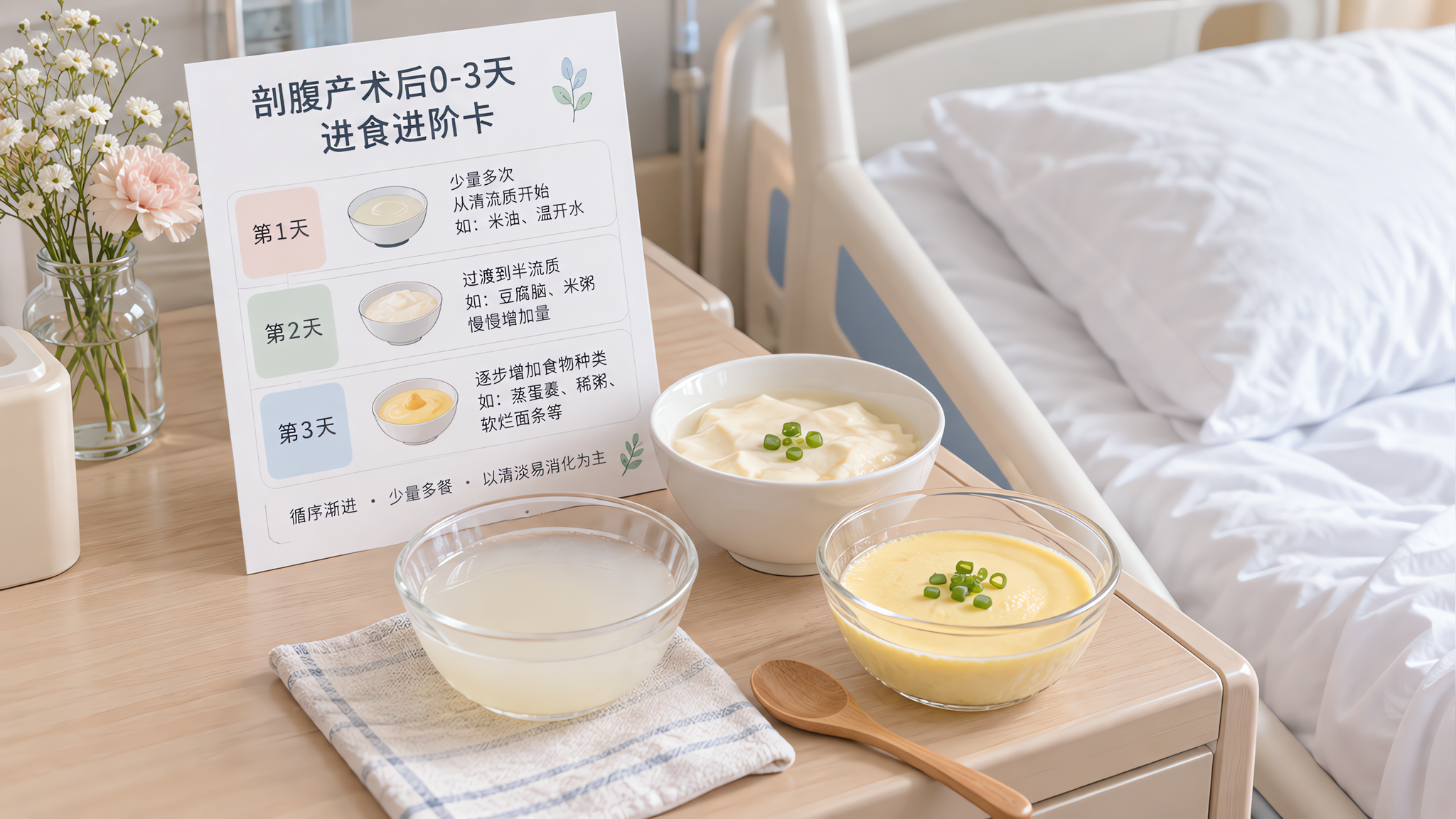 剖腹产术后胀气难受？0-3天排气饮食进阶表