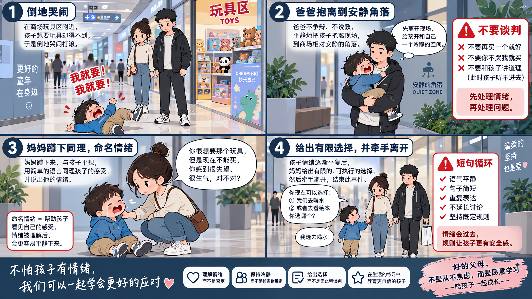孩子商场躺地尖叫？用这四步控场，不吼不哄也不妥协