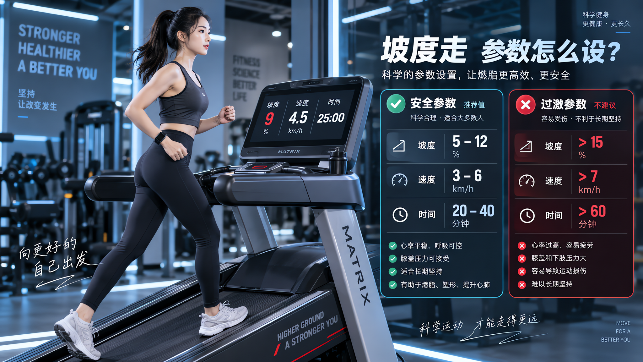 坡度走别硬卷：8-10坡度+4-5速度更燃脂也更护膝