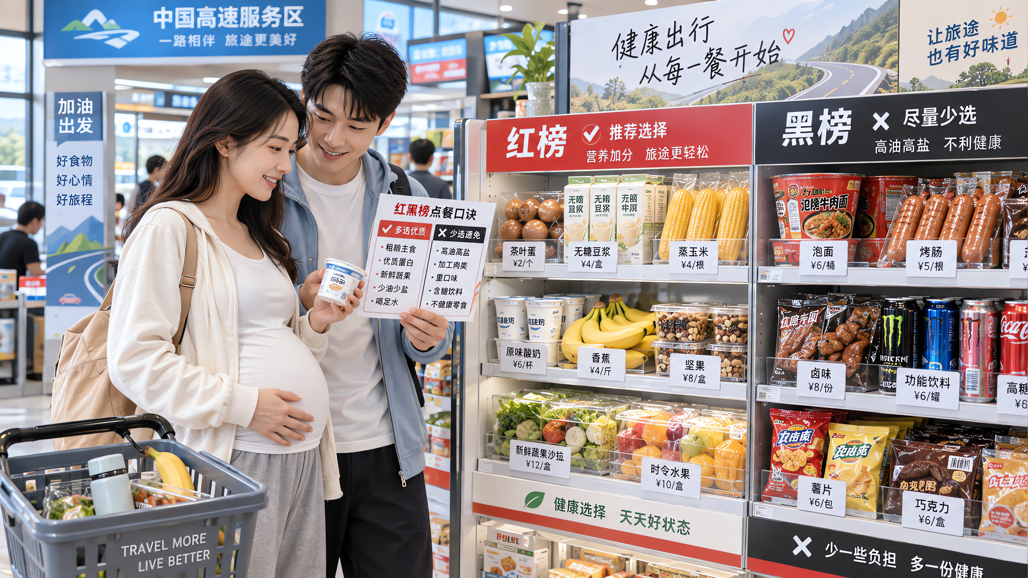 国庆自驾堵车孕妈服务区怎么吃：红黑榜点餐口诀